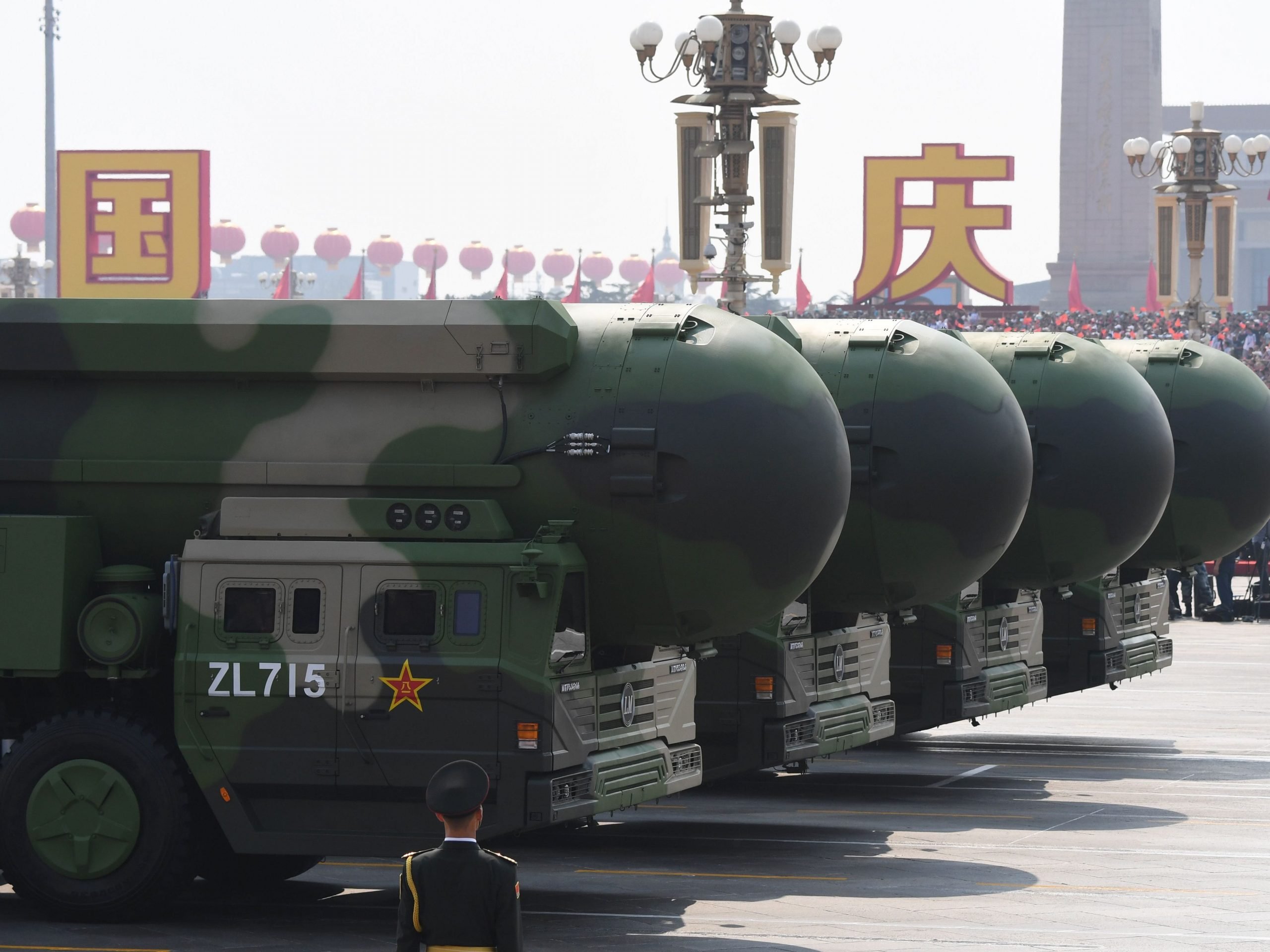 China's DF-41 nuclear-capable intercontinental ballistic missiles are seen during a military parade at Tiananmen Square in Beijing on October 1, 2019, to mark the 70th anniversary of the founding of the People's Republic of China.