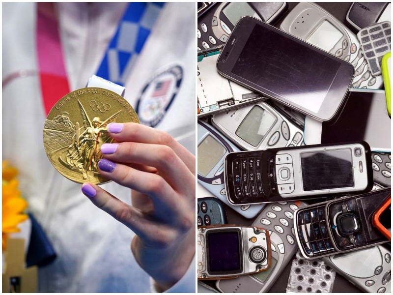 Olympic gold medals made from recycled cell phones