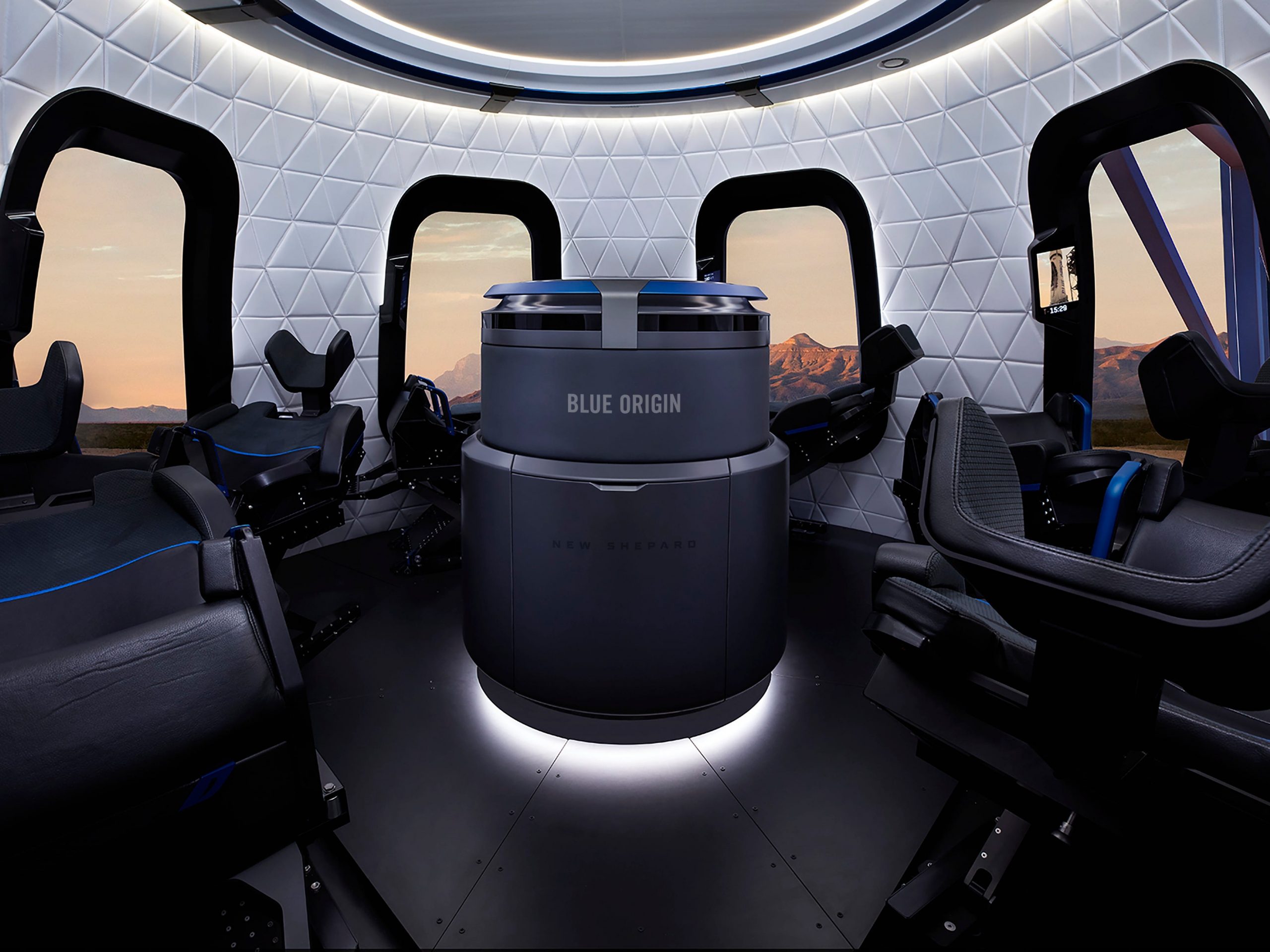 blue origin new shepard crew capsule interior seats