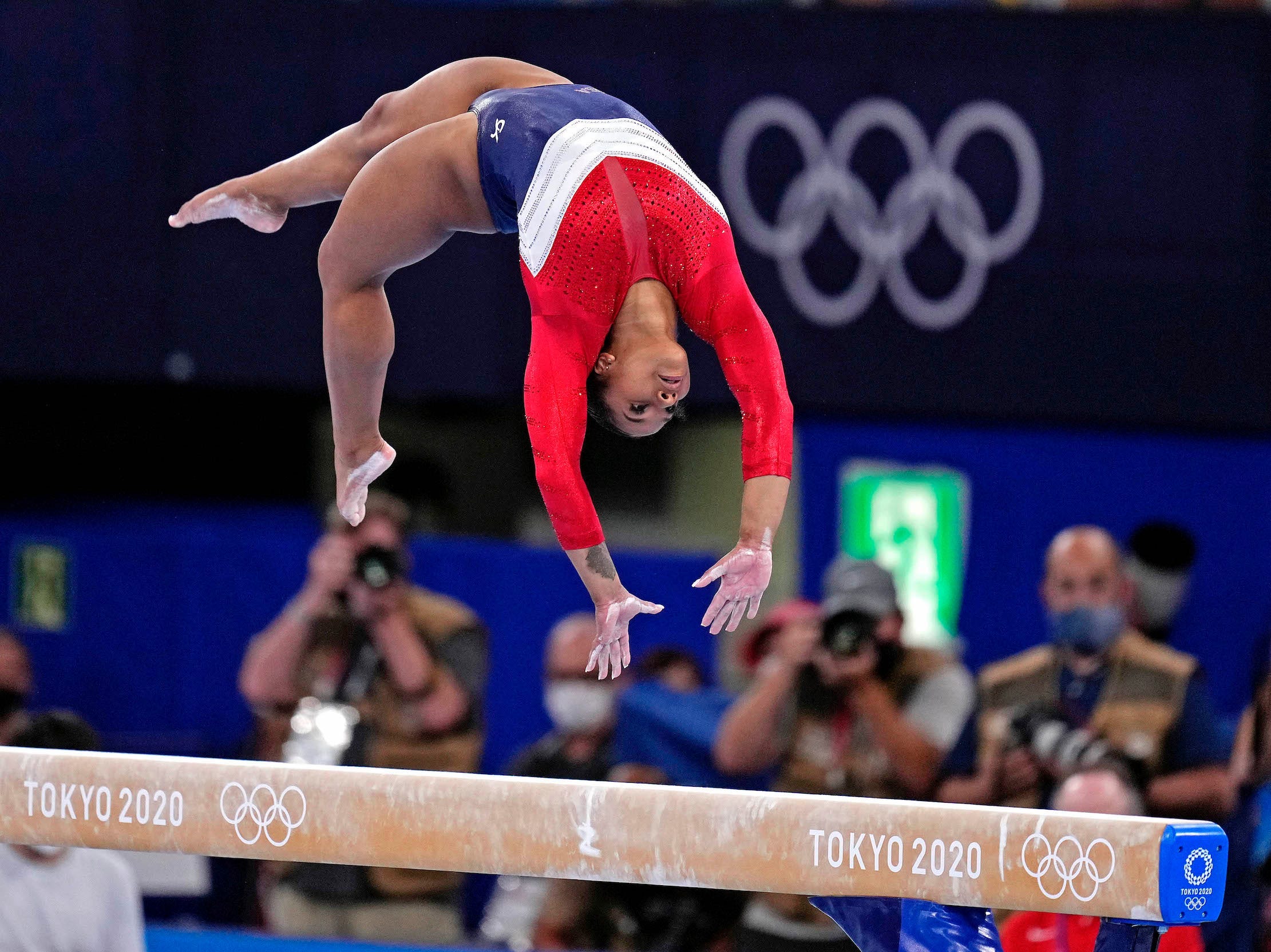 Jordan Chiles competes on the balance beam.