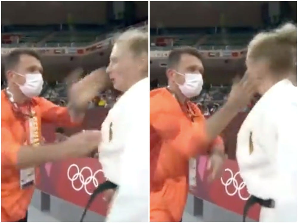 Martyna Trajdos got shaken and slapped as a pre-competition ritual in the judo tournament at the Olympics.