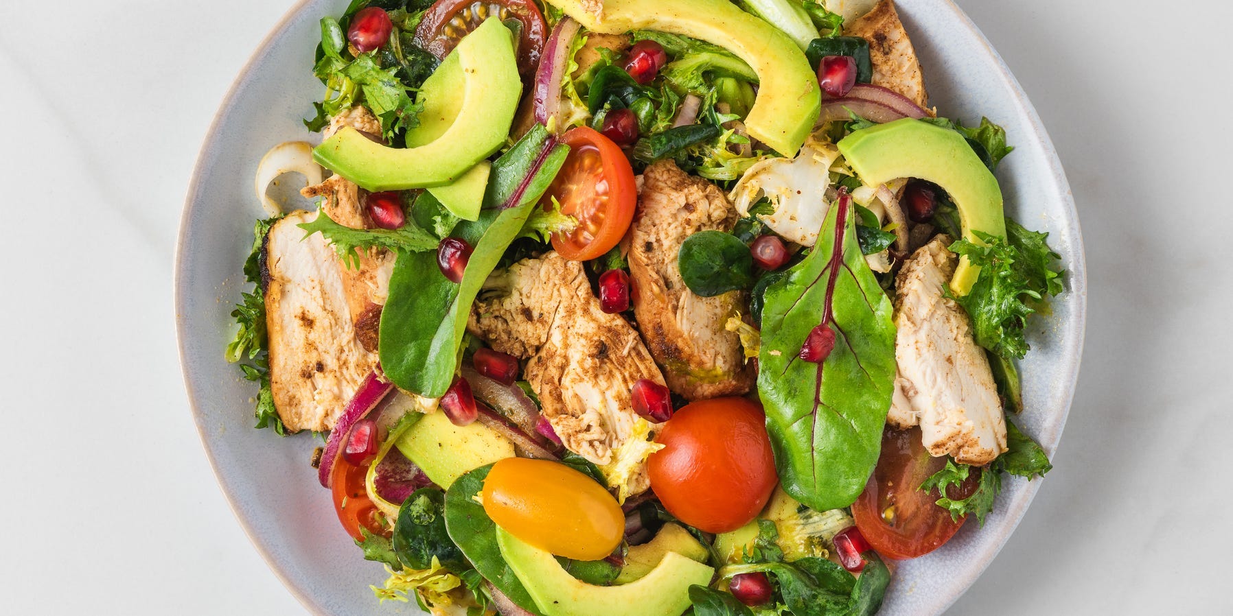 salad with chicken avocado and tomatoes