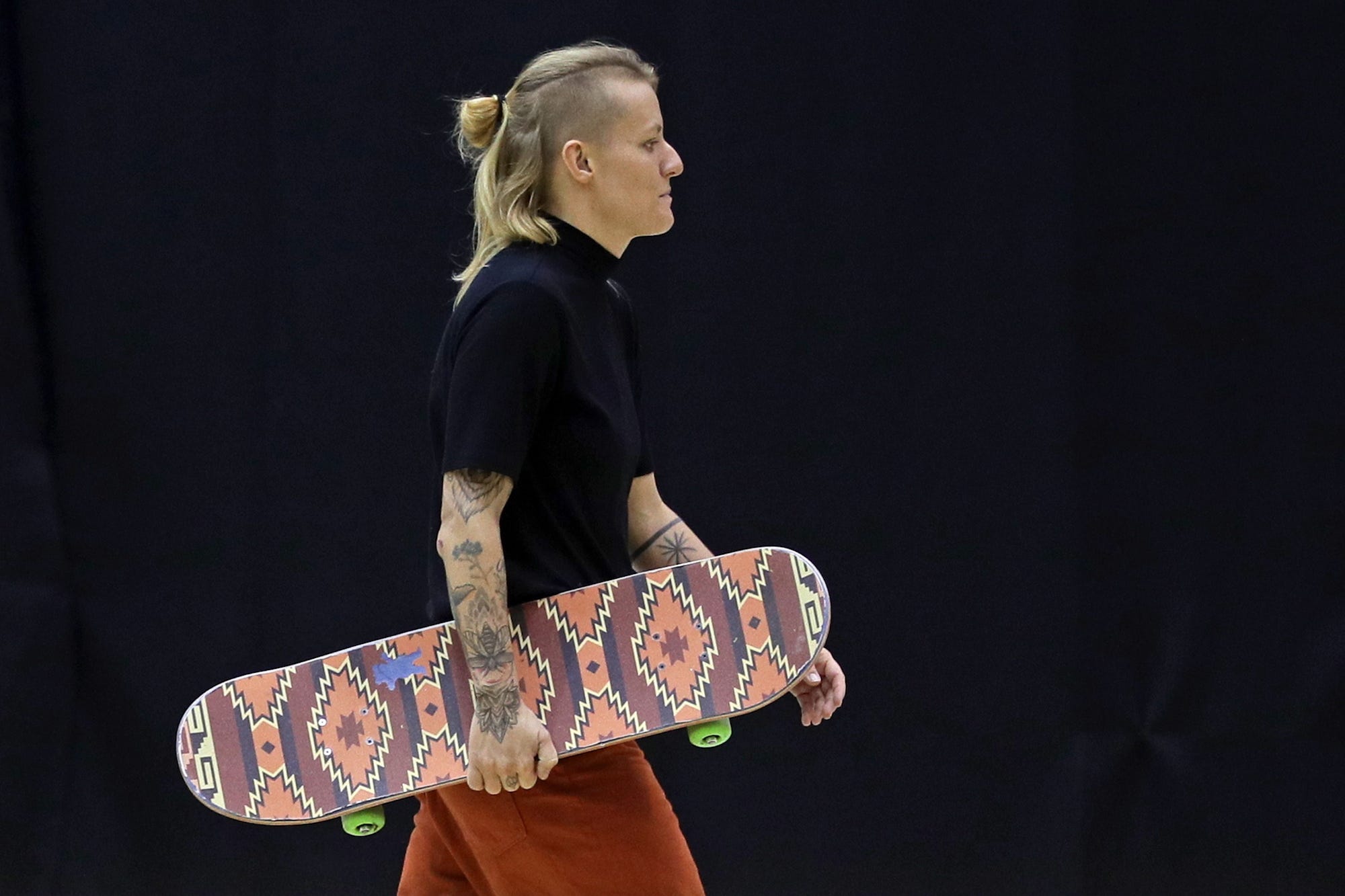 Athlete Candy Jacobs of the Netherlands during the 2019 European Street Skateboarding Championships, at the Meshchersky sports complex