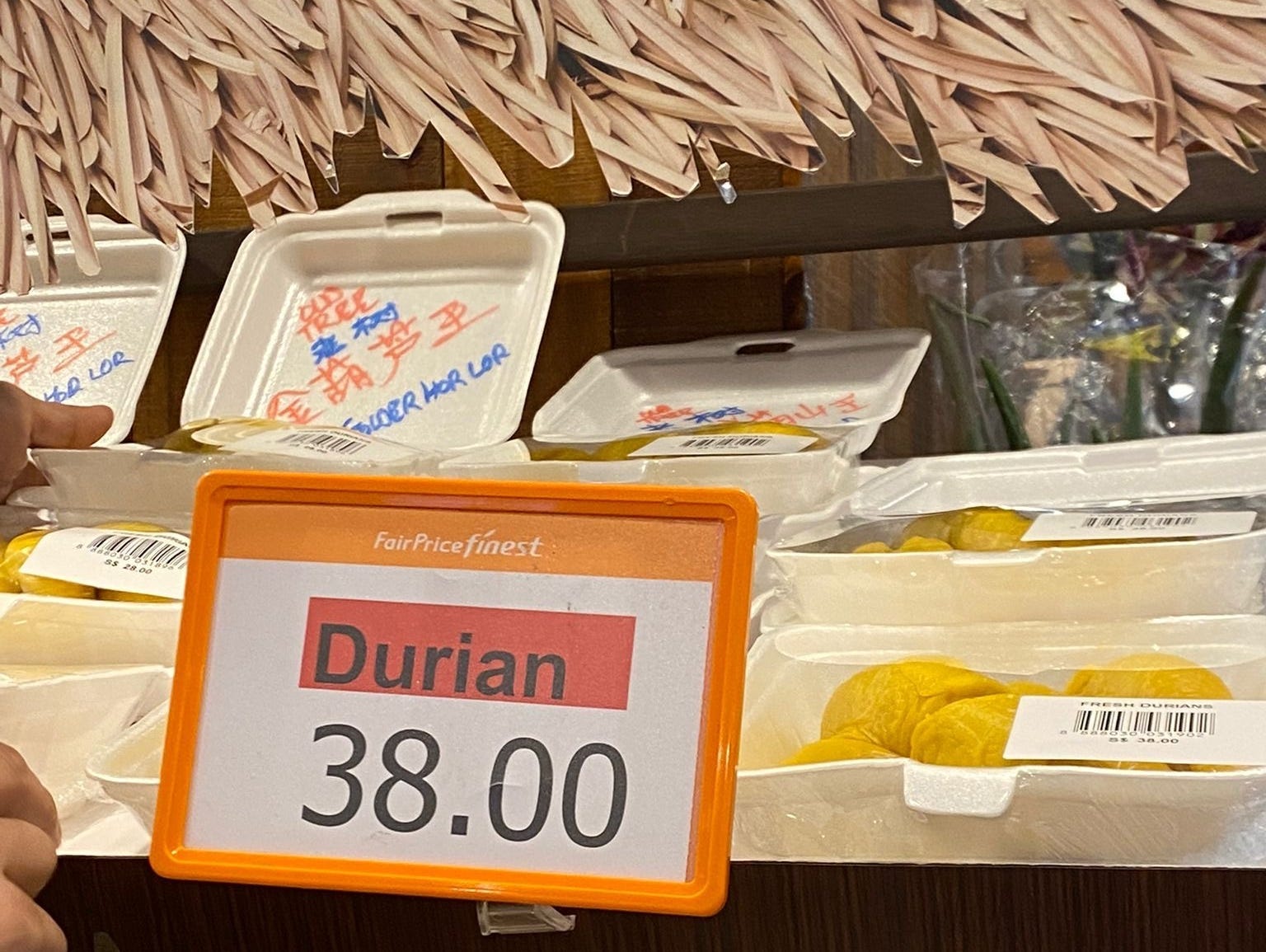 Durian at a singapore supermarket can fetch as much as $38 for a small packet.