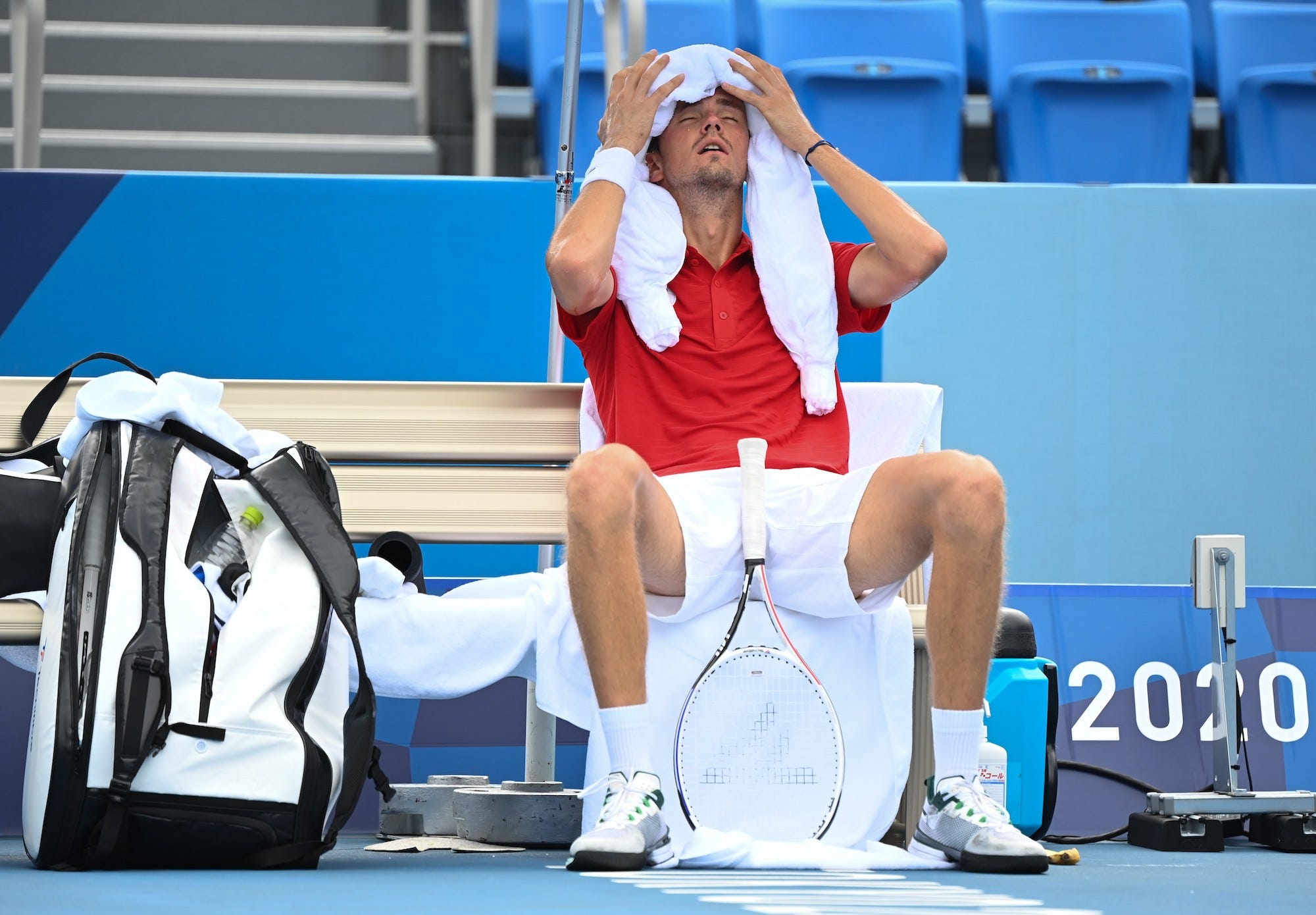 Daniil Medvedev struggled to compete in the heat Wednesday, and then fumed at a reporter.