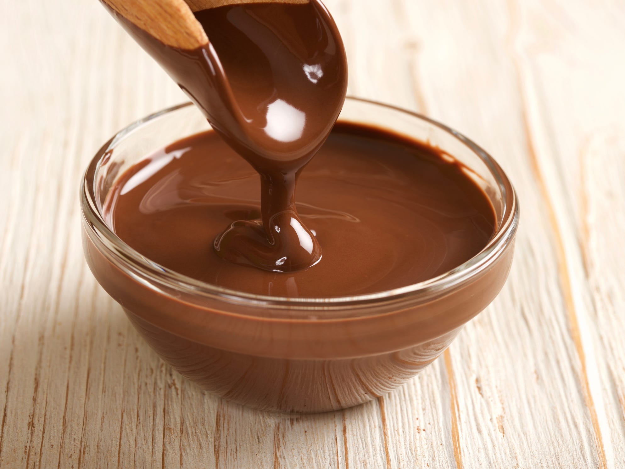 Melted chocolate in a bowl.