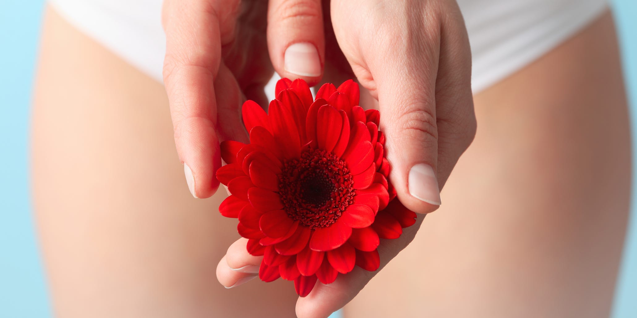 flower in front of vagina