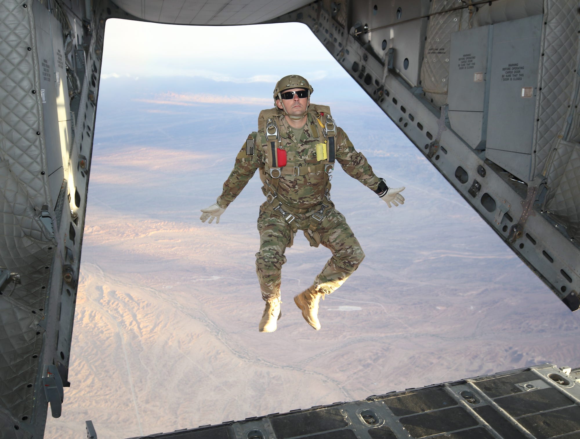 Military free fall parachute paratrooper