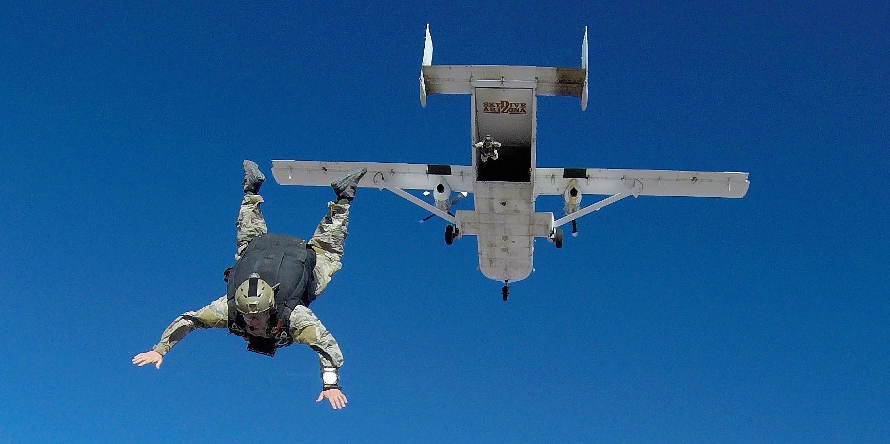 Sailors during military free fall training