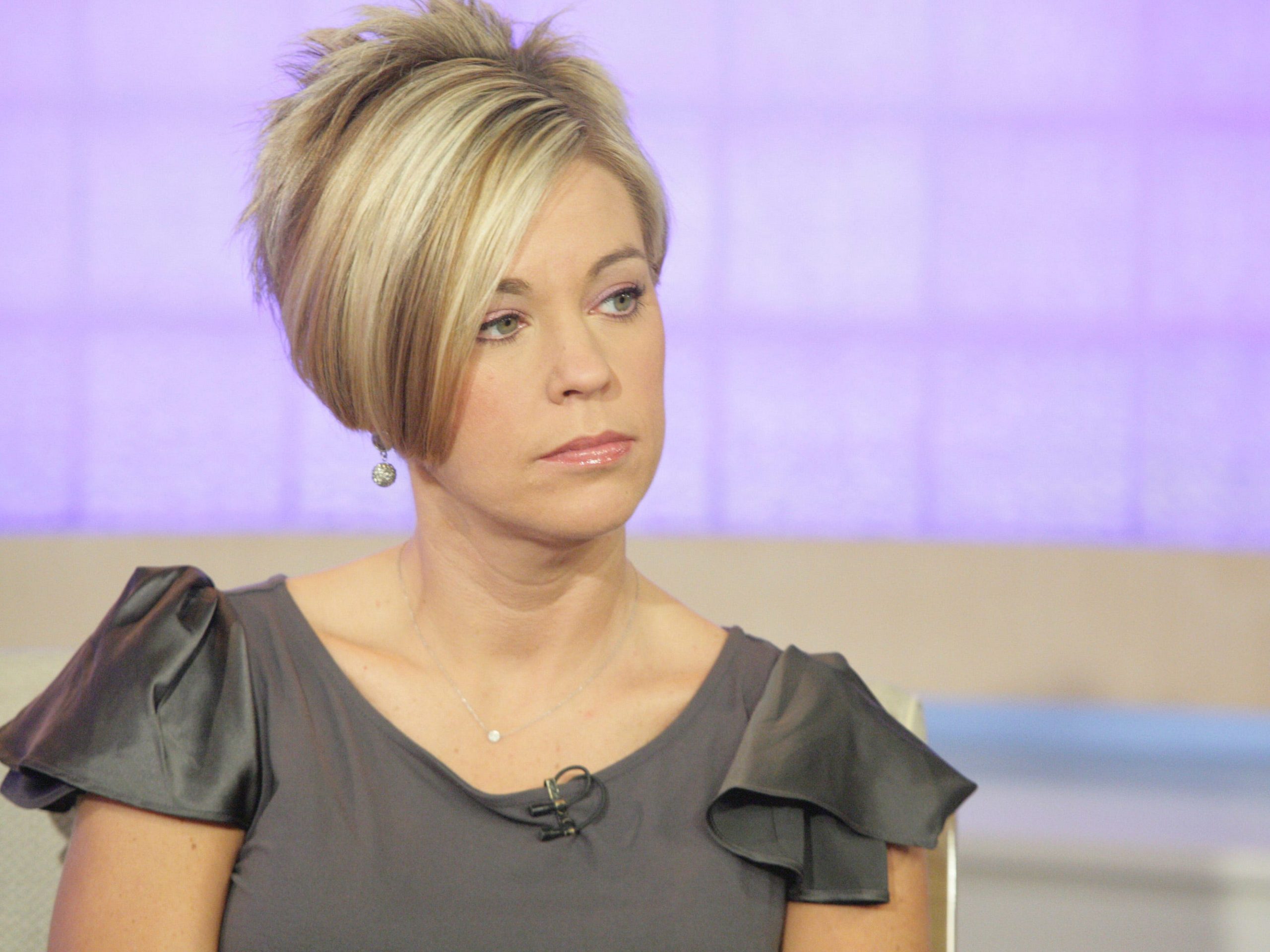 Kate Gosselin appearing on NBC News with her infamous "Karen" hairstyle in 2009.