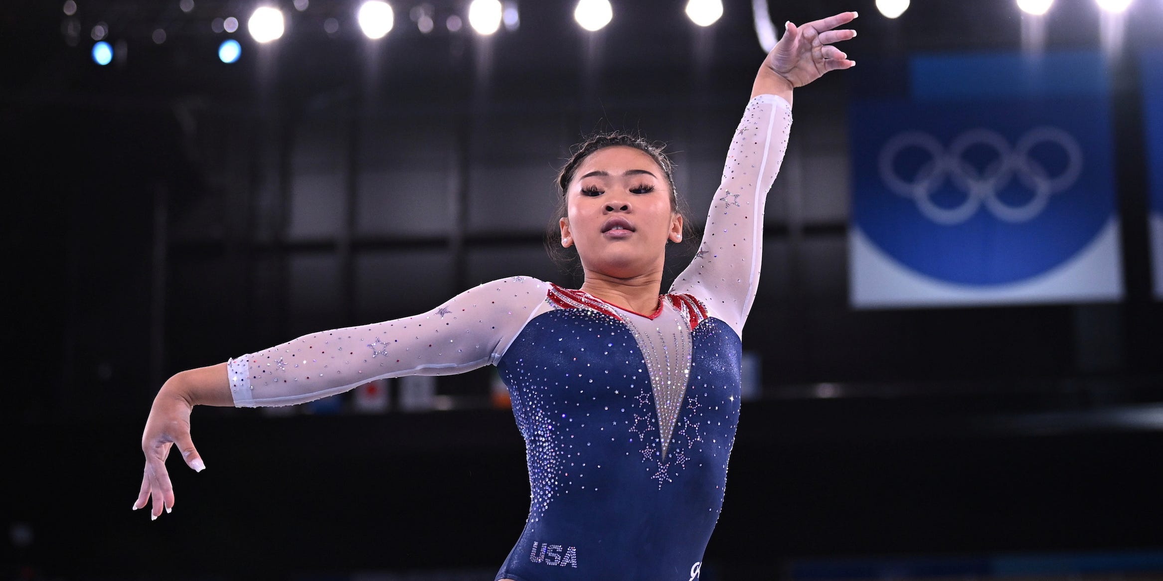 Sunisa Lee competes in the individual all-around at the Tokyo Olympics.