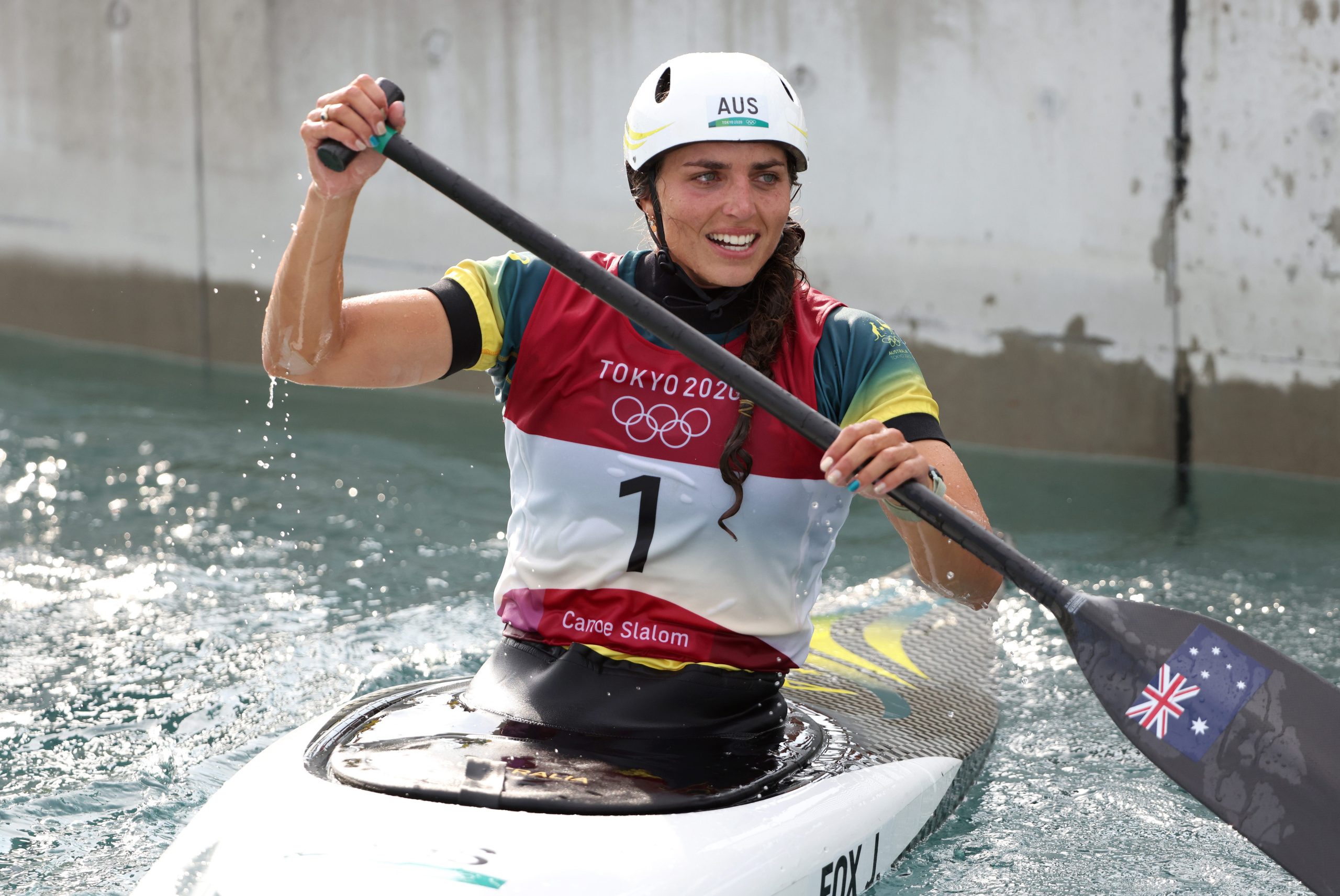 Jessica Fox of Team Australia in the Women's Canoe Slalom Final at the Tokyo 2020 Olympic Games.