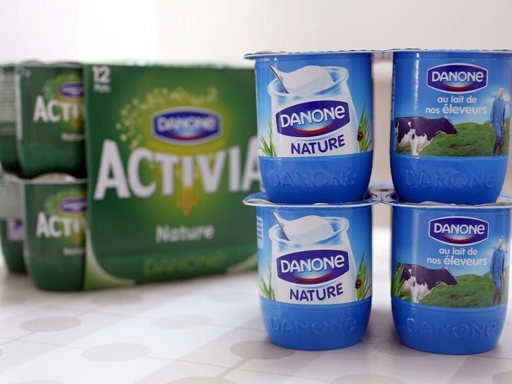 Yoghurt by French foods group Danone is seen in this photo illustration shot in Strasbourg, April 15, 2015.  REUTERS/Vincent Kessler 