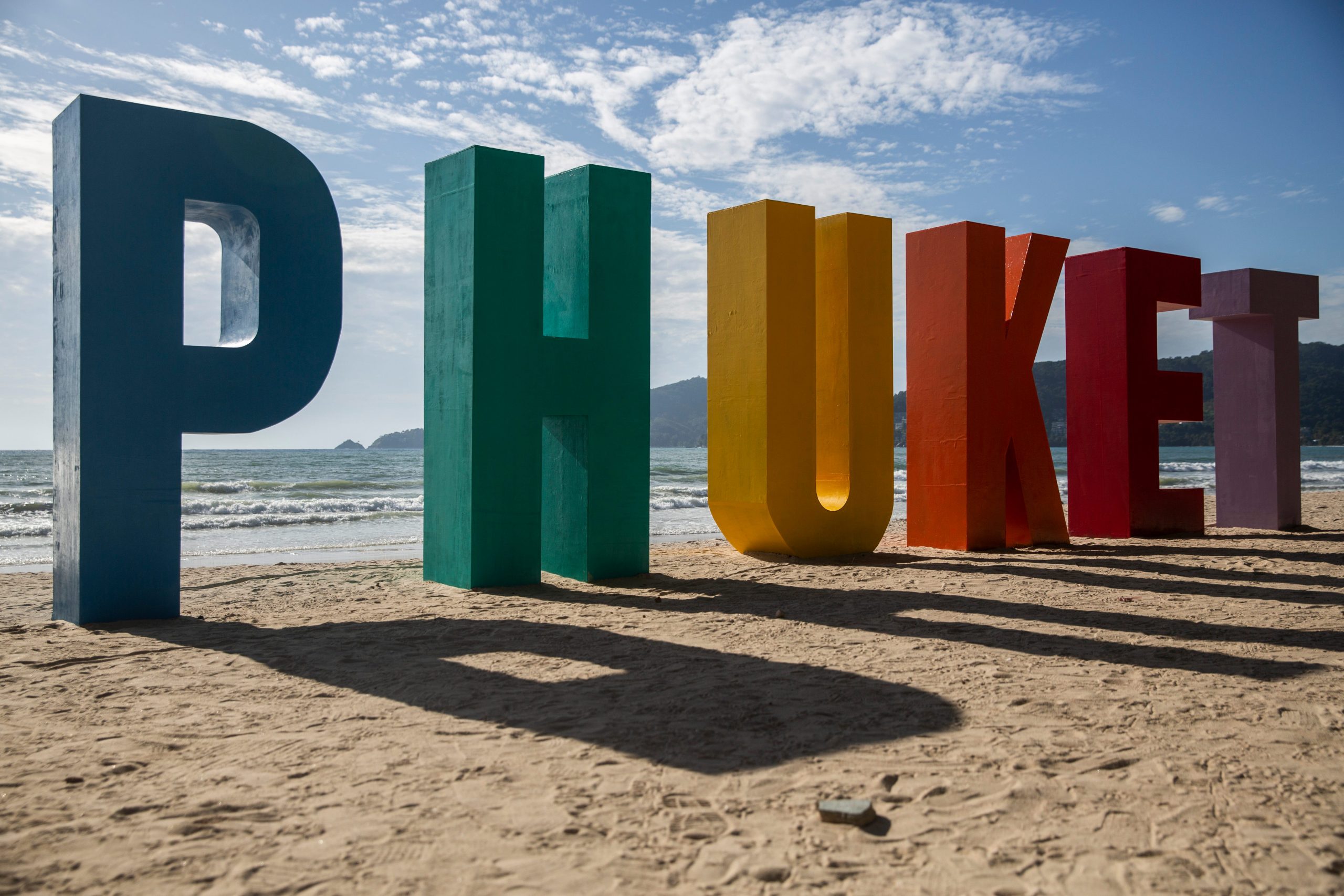 Colorful Phuket sign on the beach