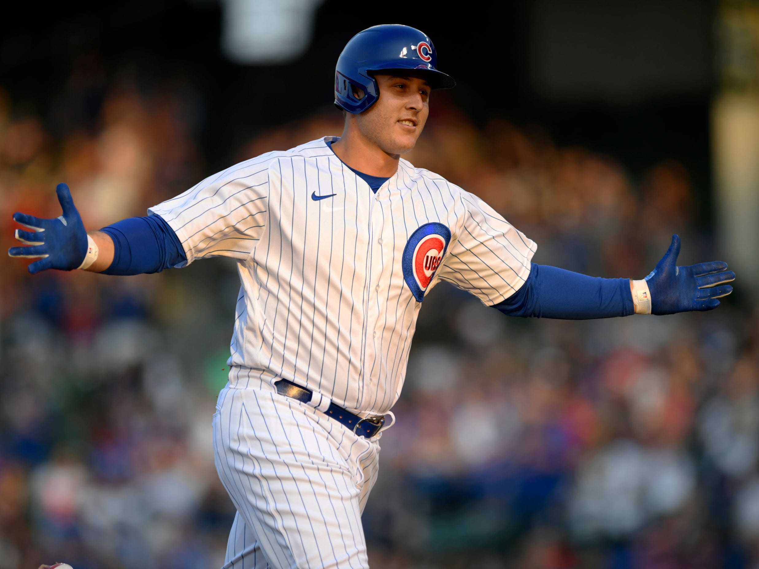 Anthony Rizzo celebrates a home run.