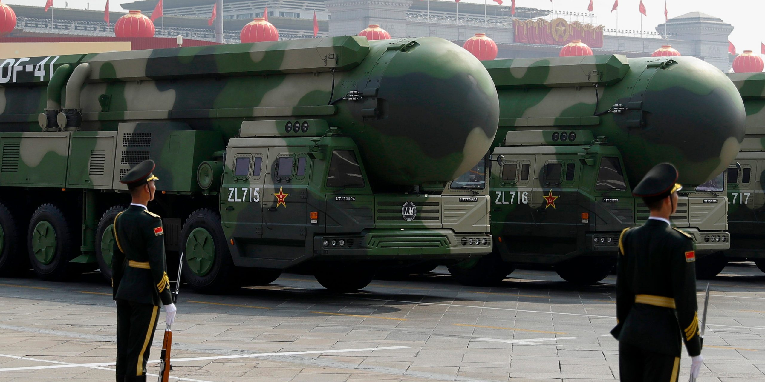 Chinese military vehicles carrying DF-41 ballistic missiles