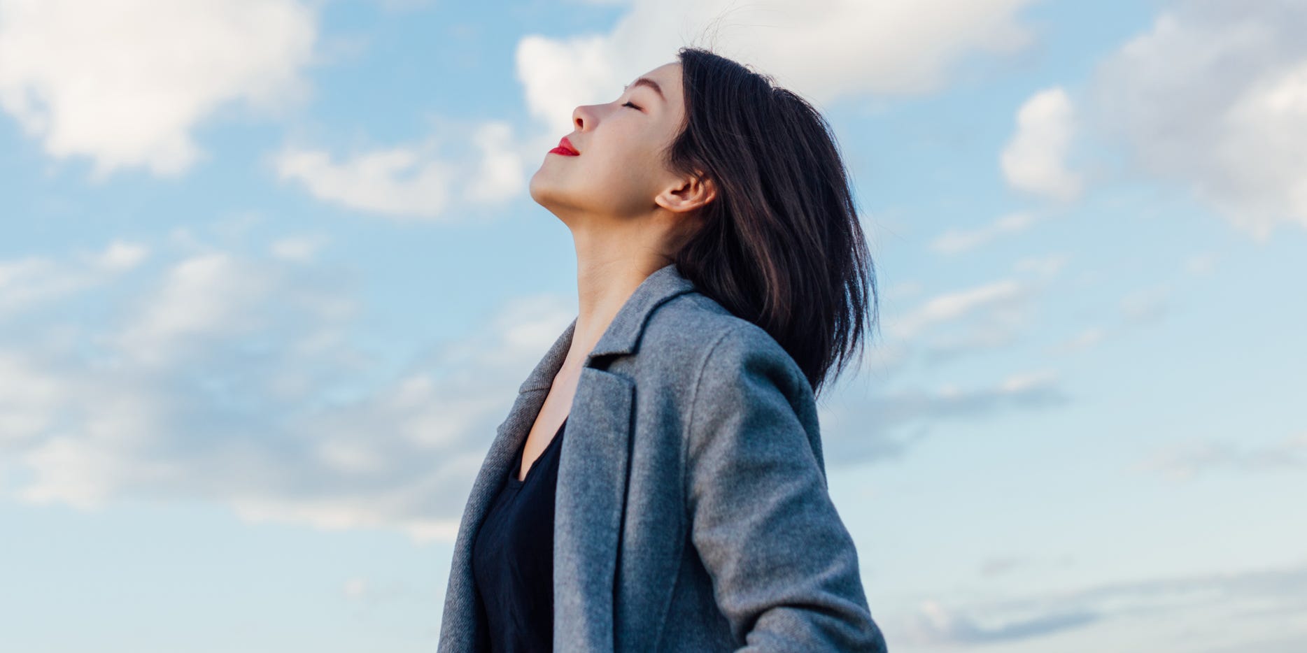 woman breathing in gratitude