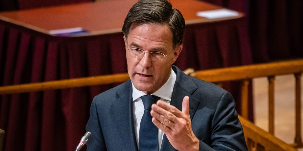 premier Mark Rutte woensdag tijdens een debat over het coronavirus.