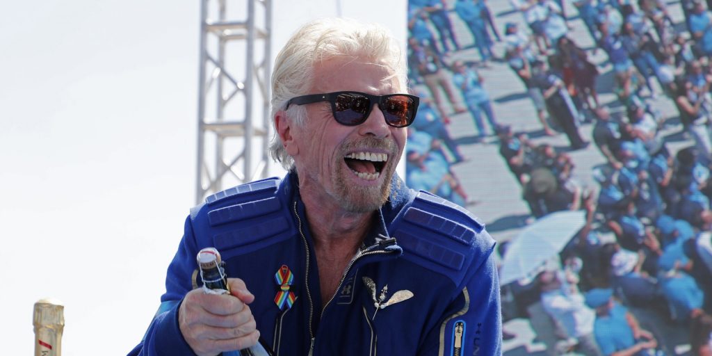 Richard Branson na zijn geslaagde ruimtevlucht.