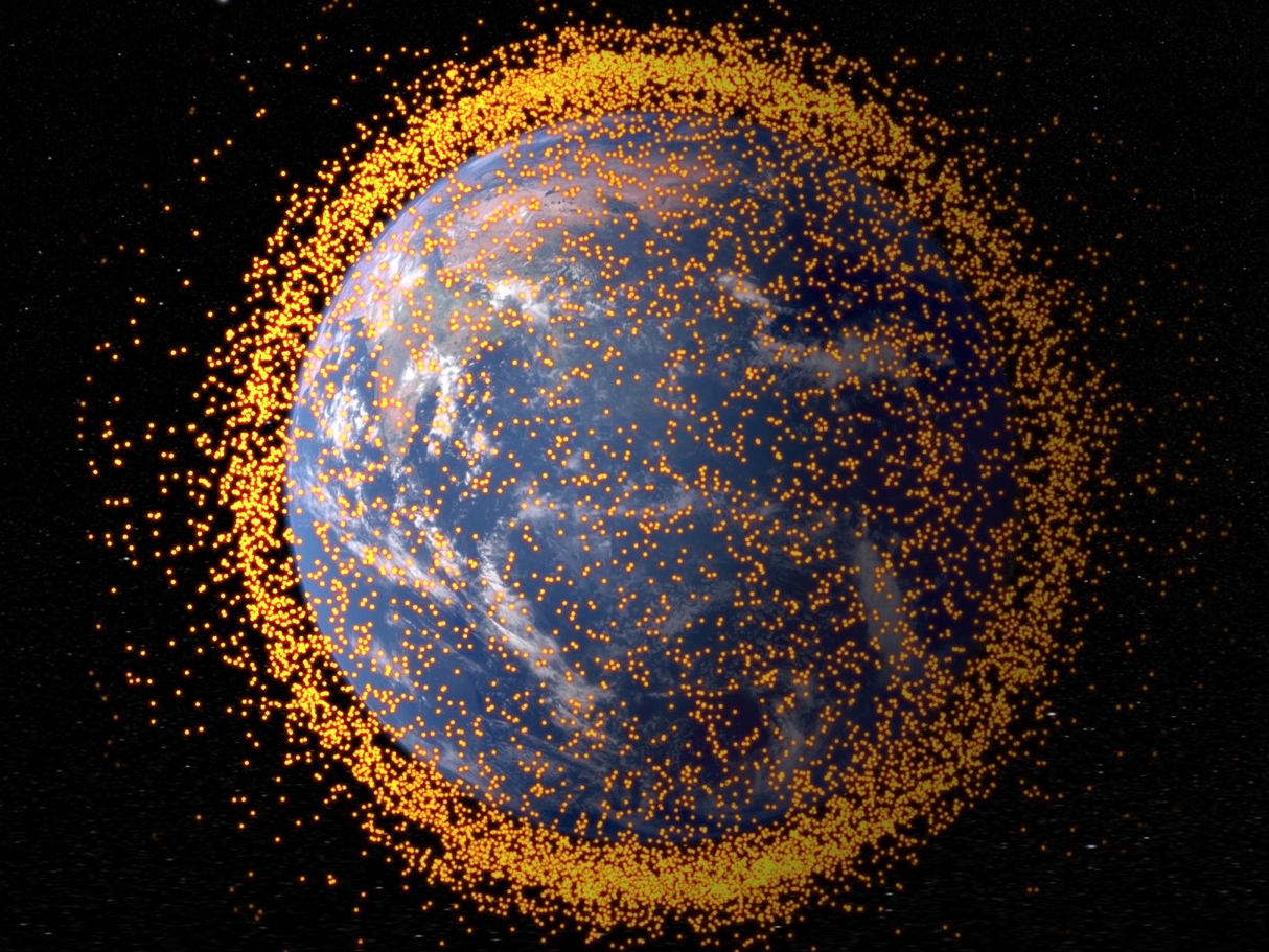 space junk debris earth orbit satellite collisions crashes nasa gsfc jsc