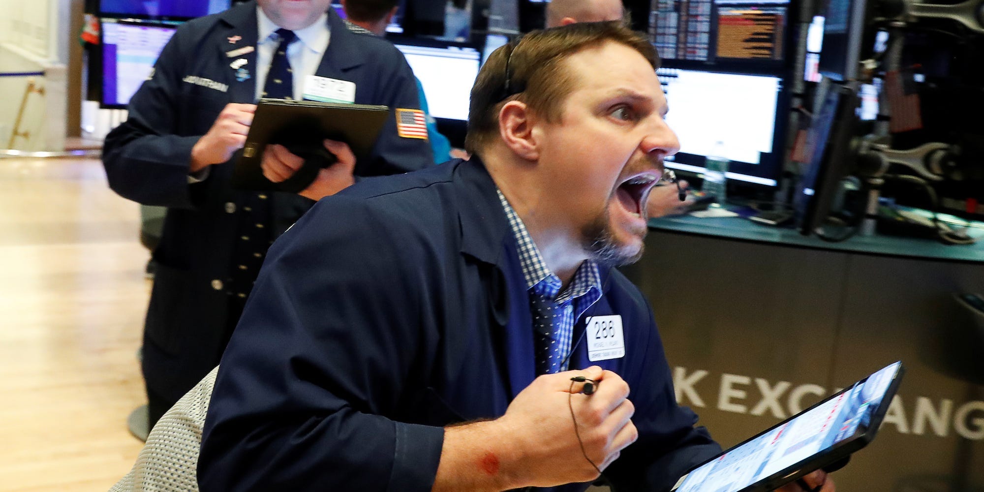 trader nyse floor yell shout aggressive