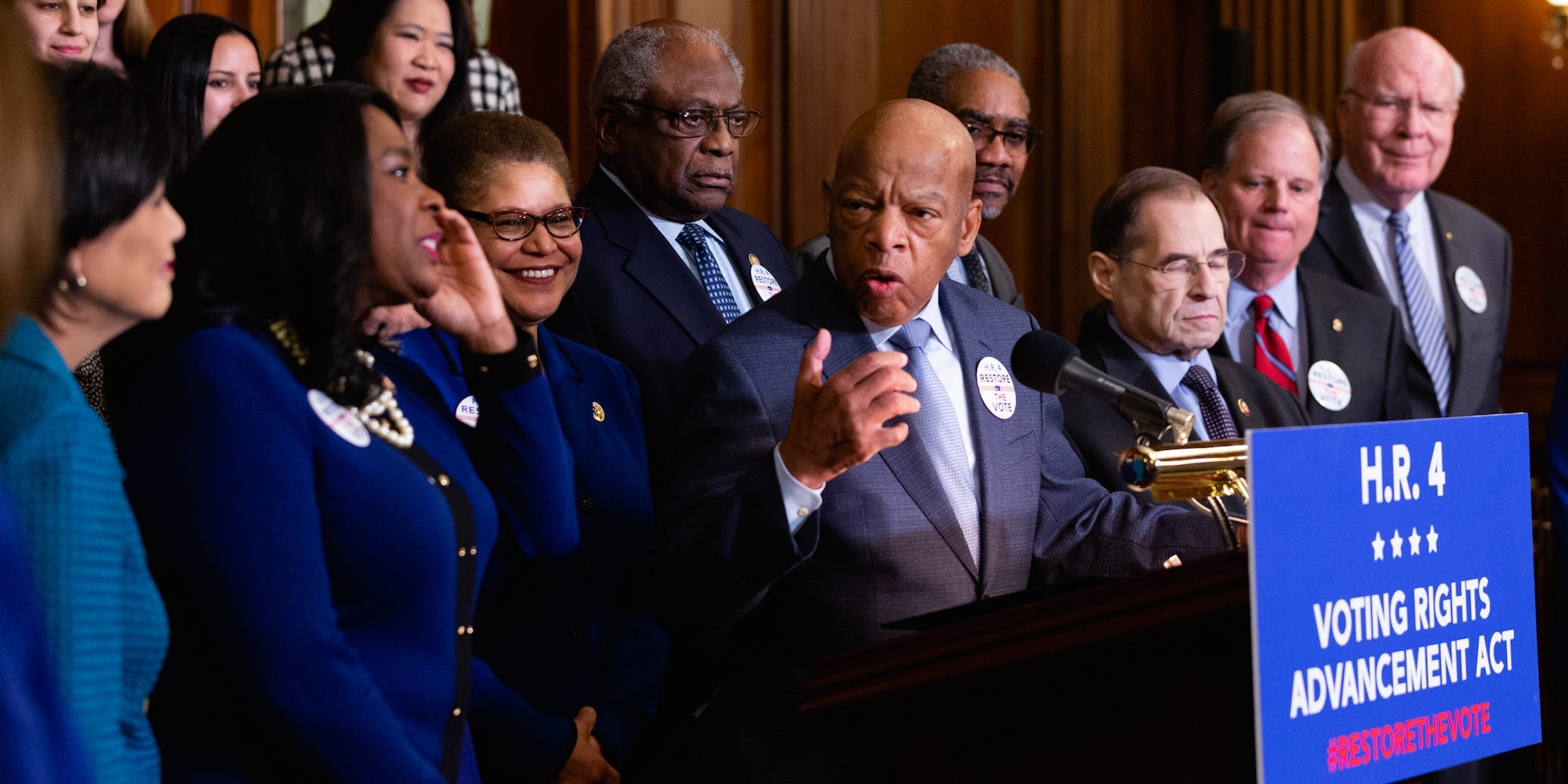 The late Rep. John Lewis, (GA-5), speaks at a news conference