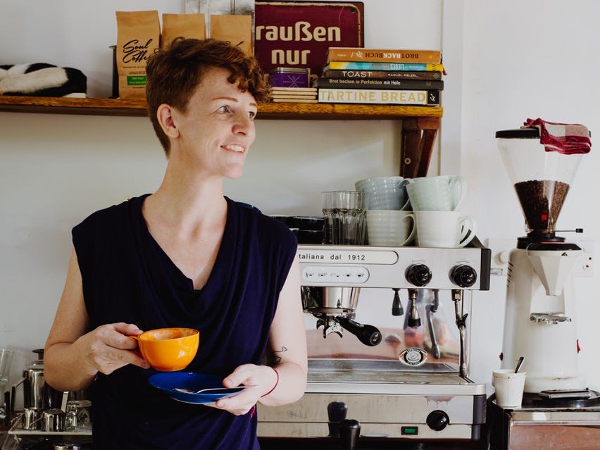 Kat Möller is the owner of Kat's Coffee in Thalpe, Southern Province, Sri Lanka.