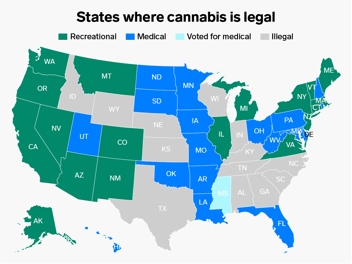 update on states where cannabis is legal
