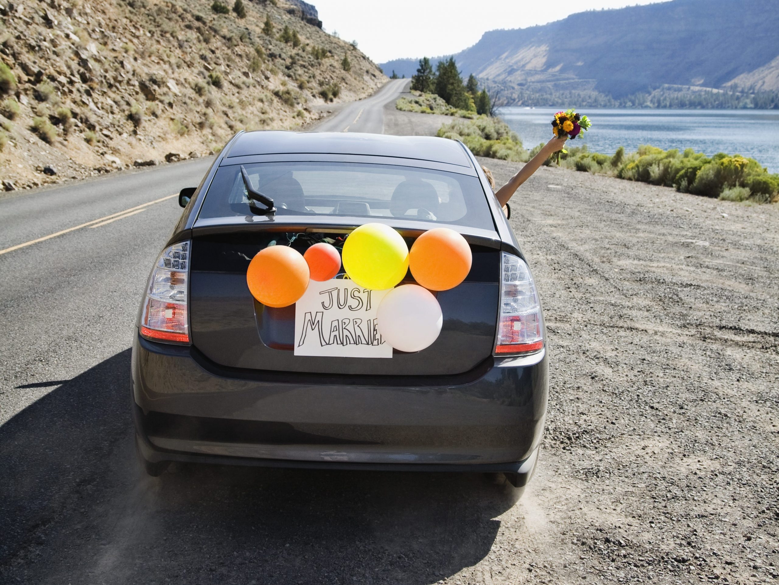 just married car