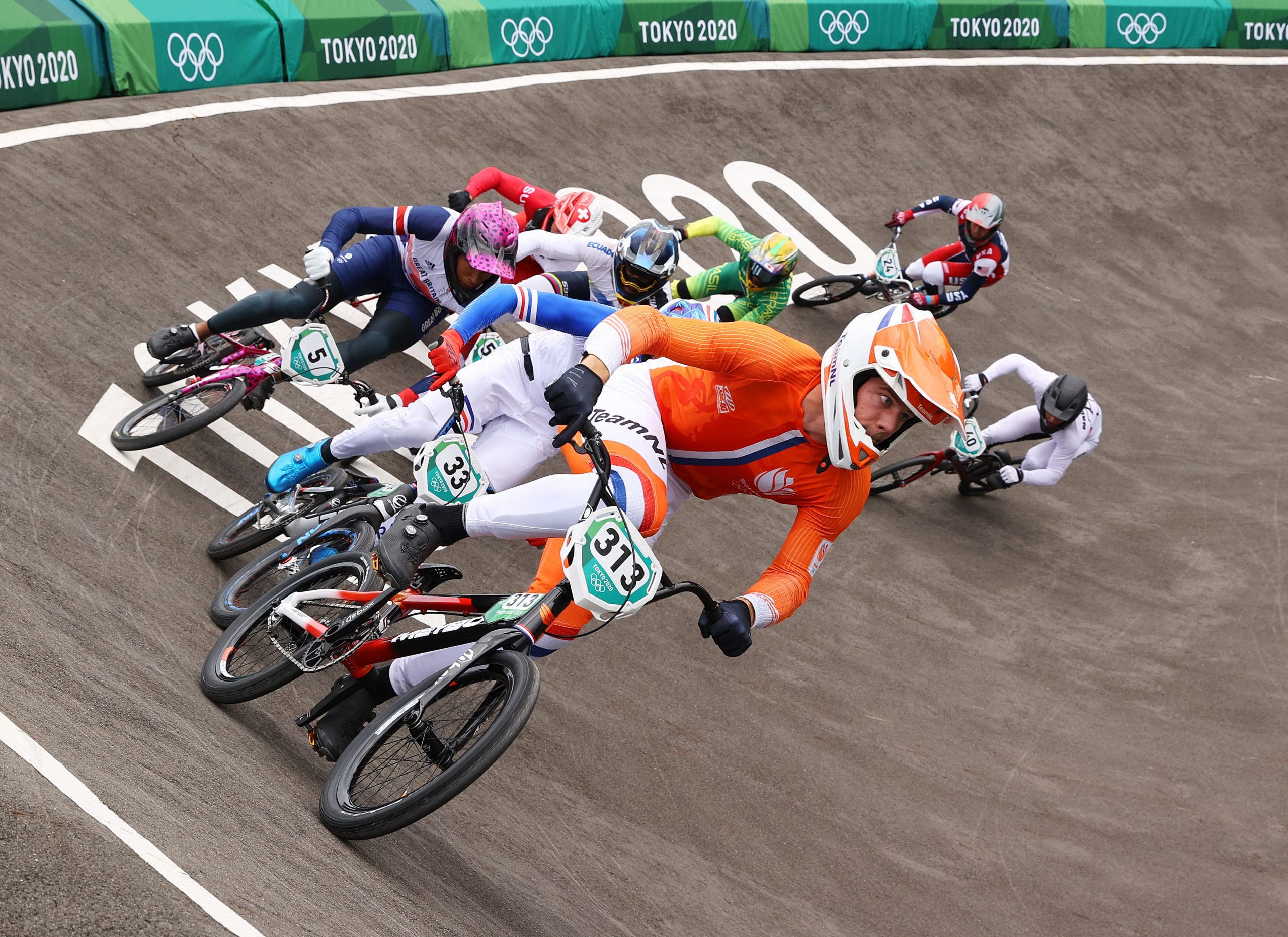 Niek Kimmann leads the way in the men's BMX racing at the Tokyo Olympics