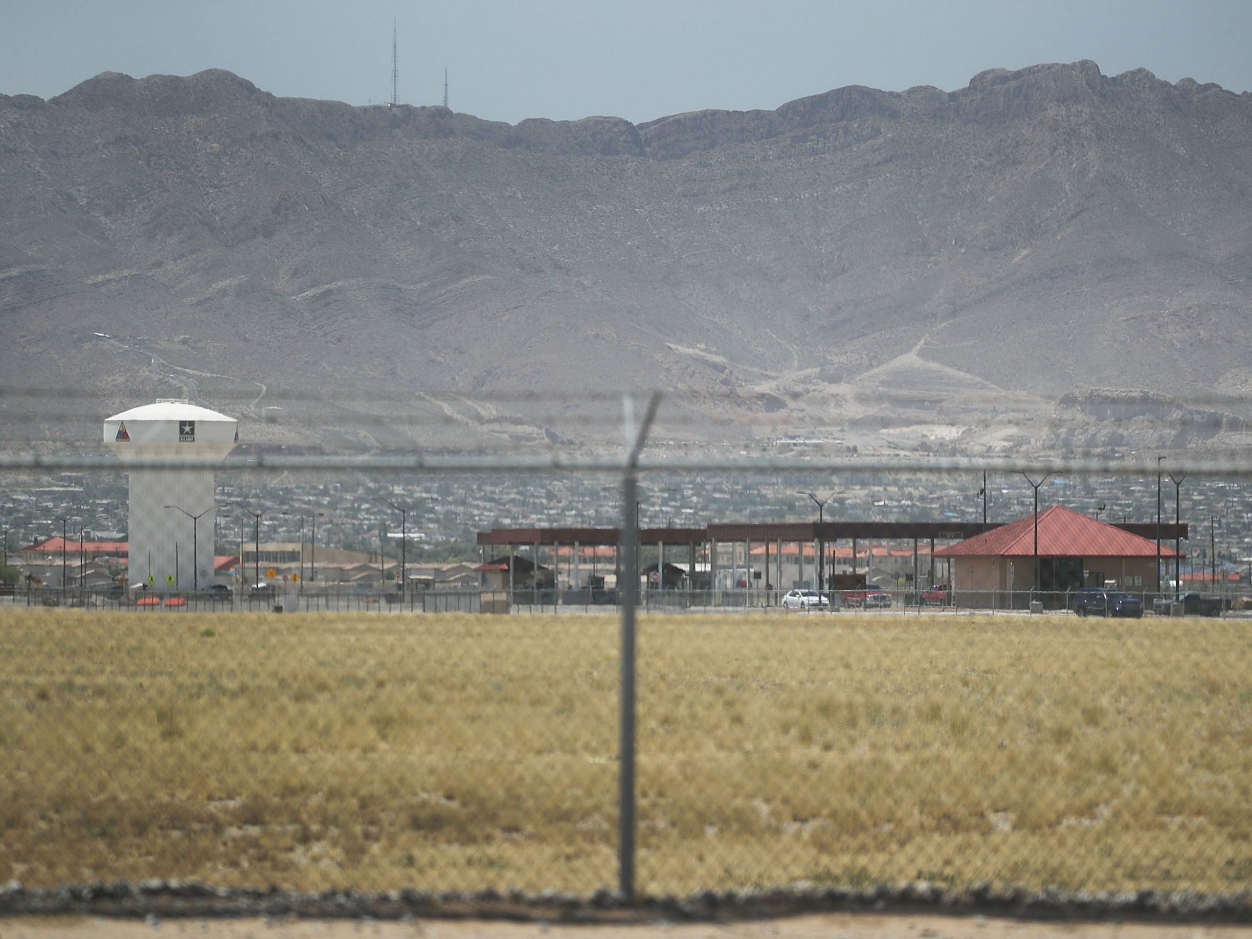 An entrance to Fort Bliss is shown as reports indicate the military will begin to construct temporary housing for immigrants on June 25, 2018 in Fort Bliss, Texas.