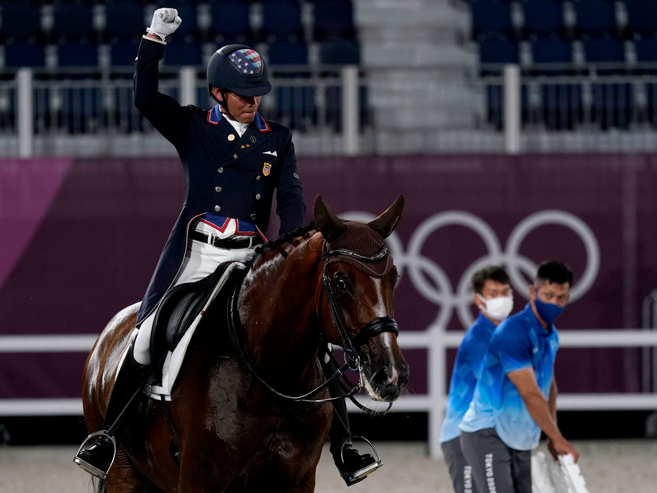 Steffen Peters, rides Suppenkasper, nicknamed Mopsi, at Tokyo 2020.