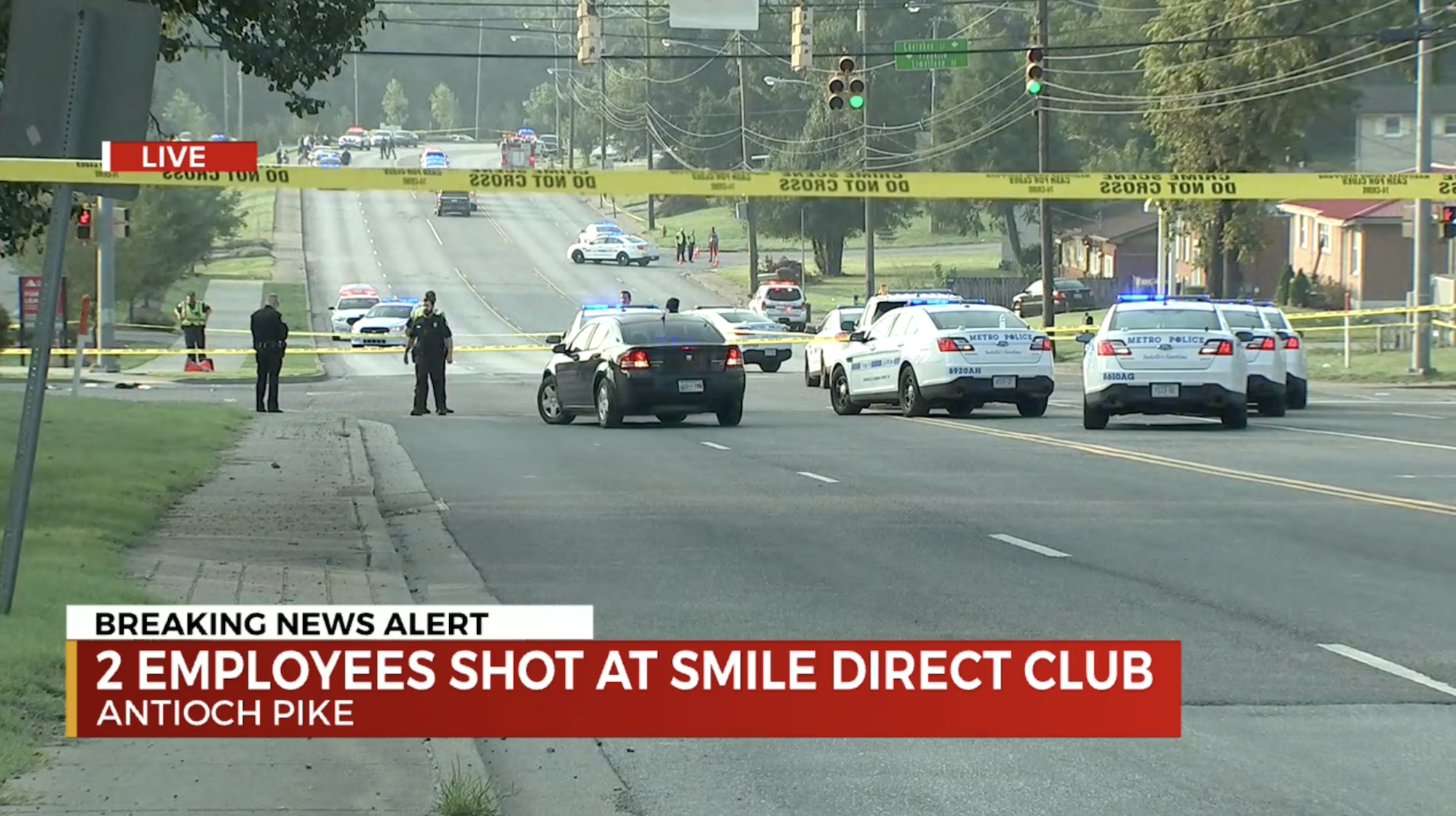 Scene outside a shooting in Antioch, Tennessee