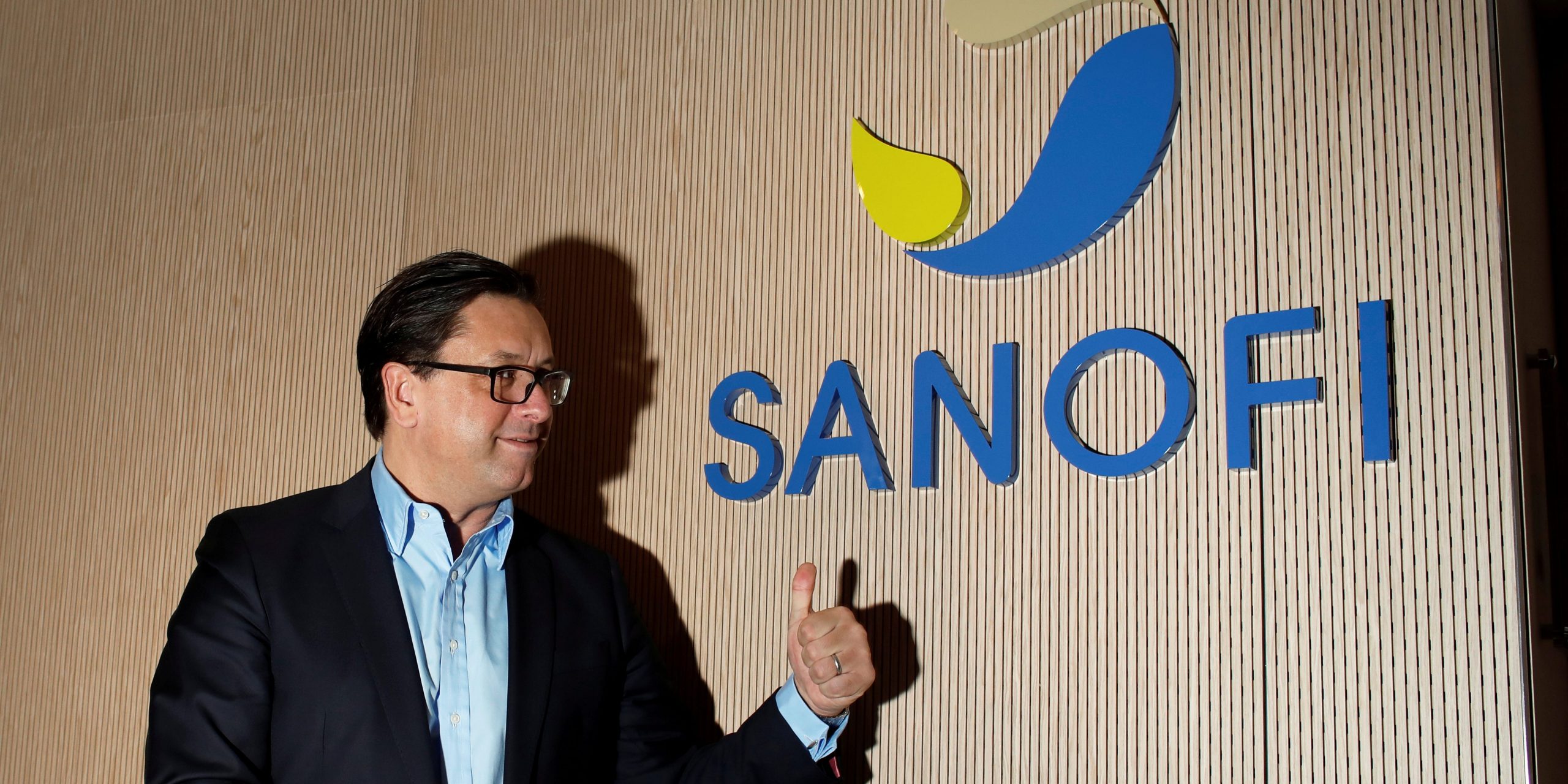 FILE PHOTO: Paul Hudson, chief executive officer of Sanofi, poses during the annual results news conference in Paris, France, February 6, 2020. REUTERS/Benoit Tessier