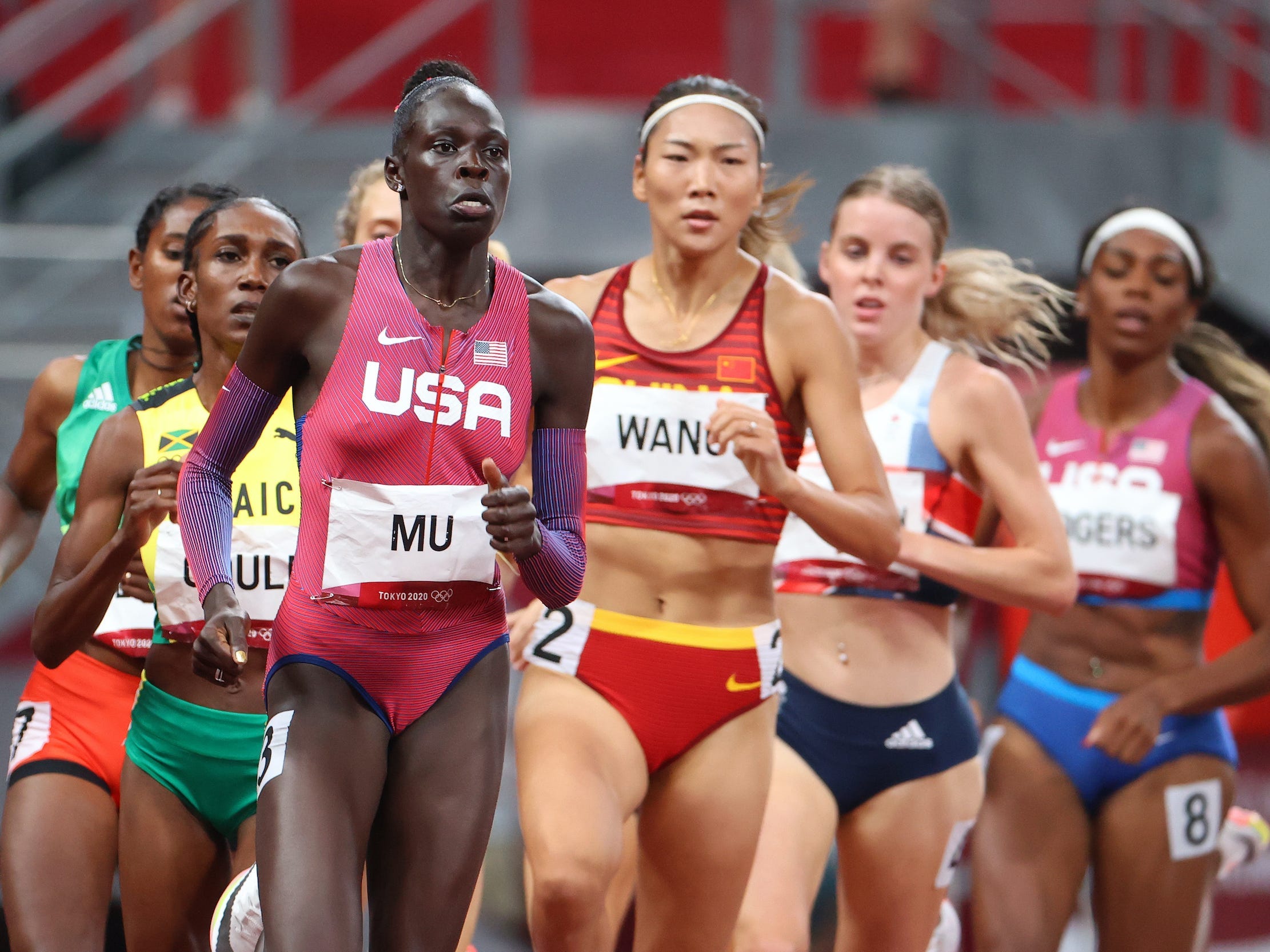 Athing Mu during the final of the 800 meters at the Tokyo Olympics.