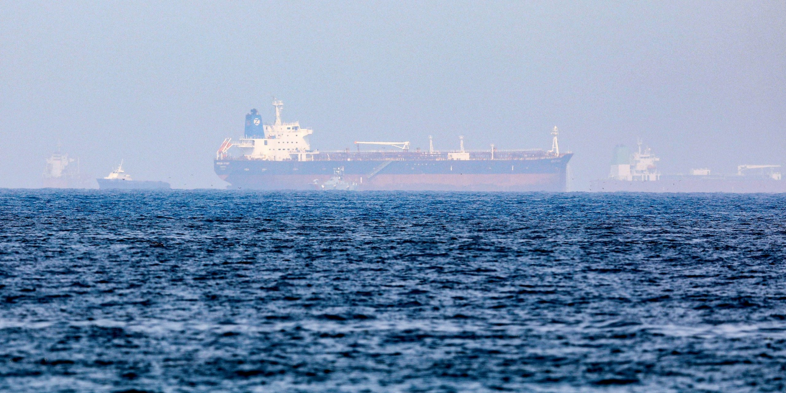Mercer Street, an Israeli-managed oil tanker that was attacked is seen off Fujairah Port