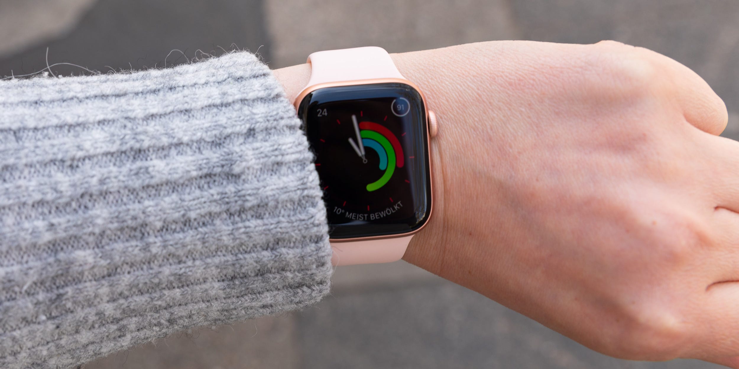 close-up of wrist with Apple Watch on it