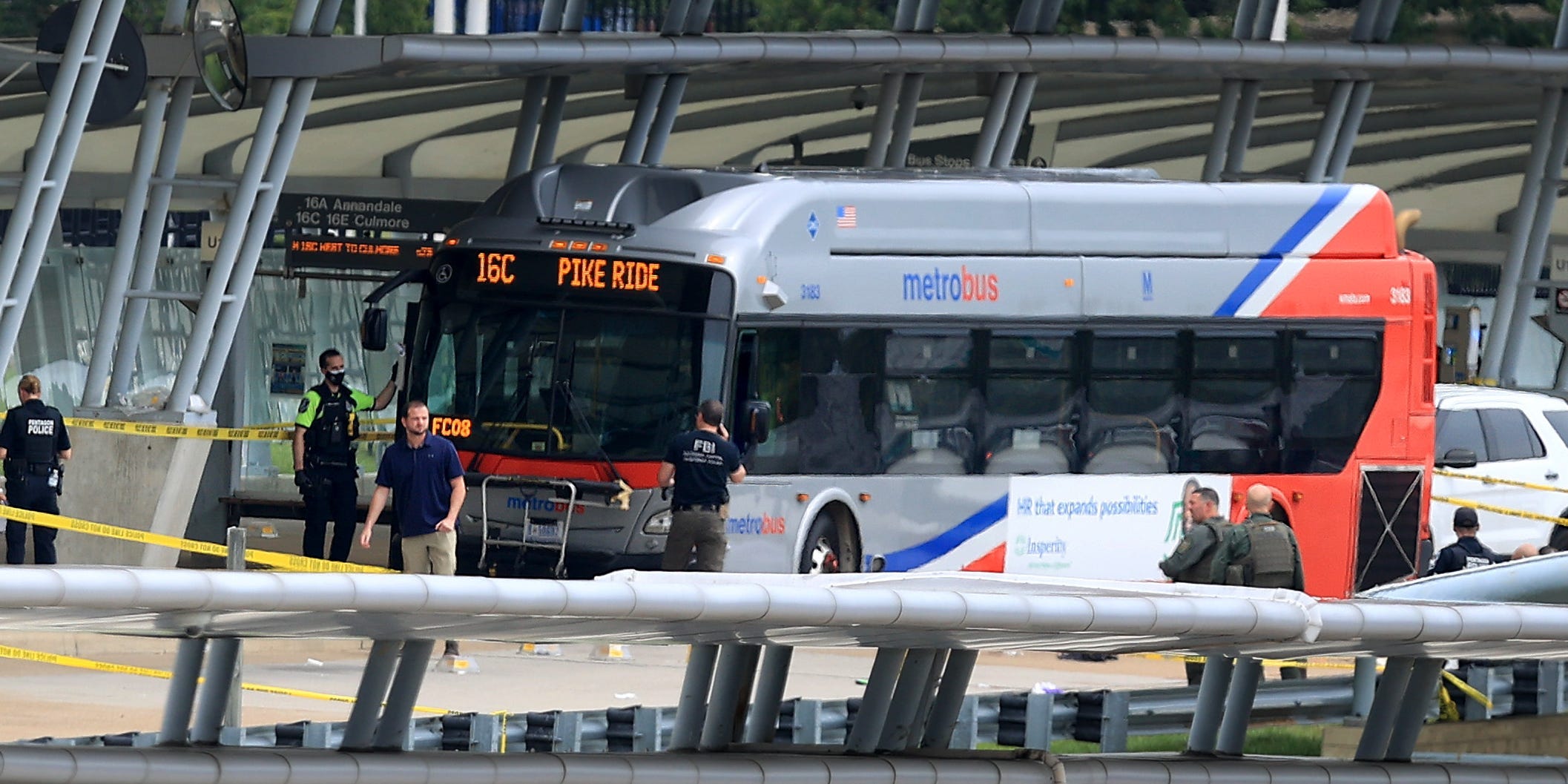 Metrobus outside the Pentagon