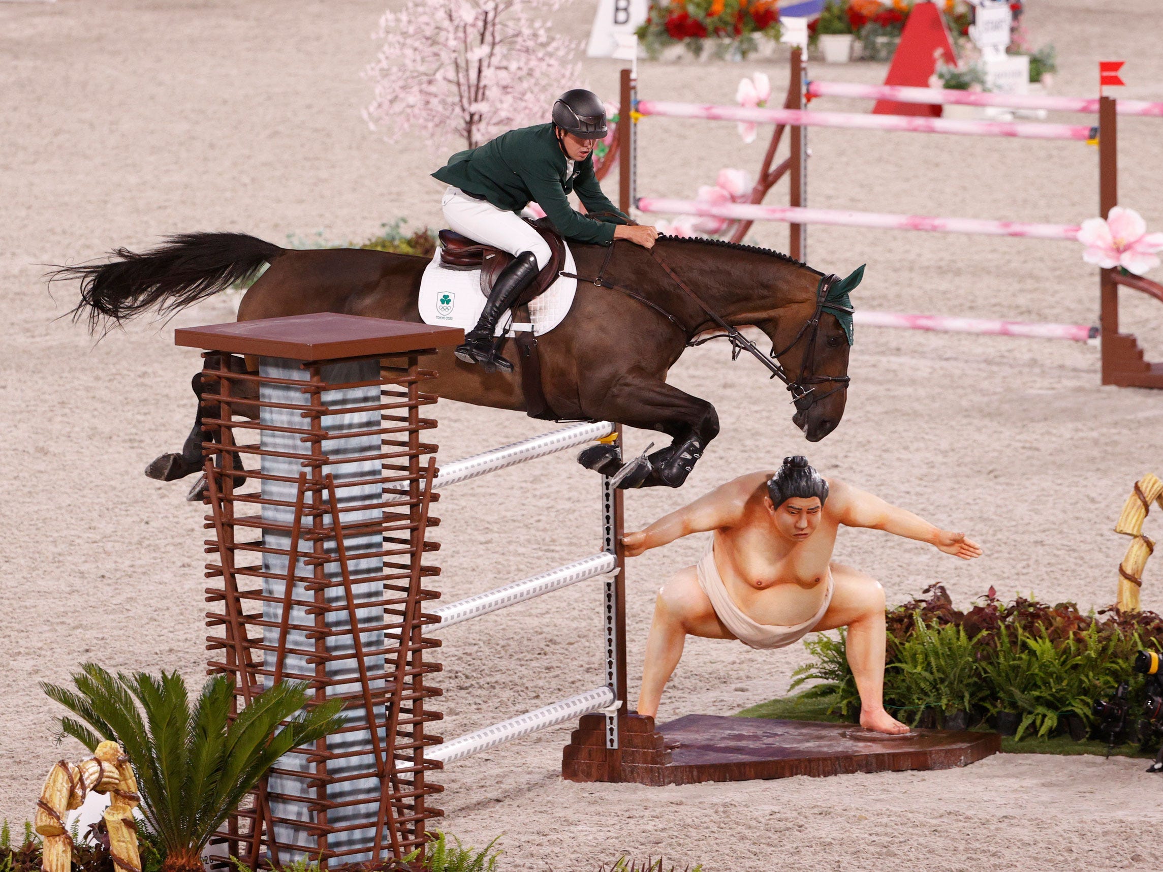 Bertram Allen of Team Ireland riding Pacino Amiro competes at Tokyo 2020.