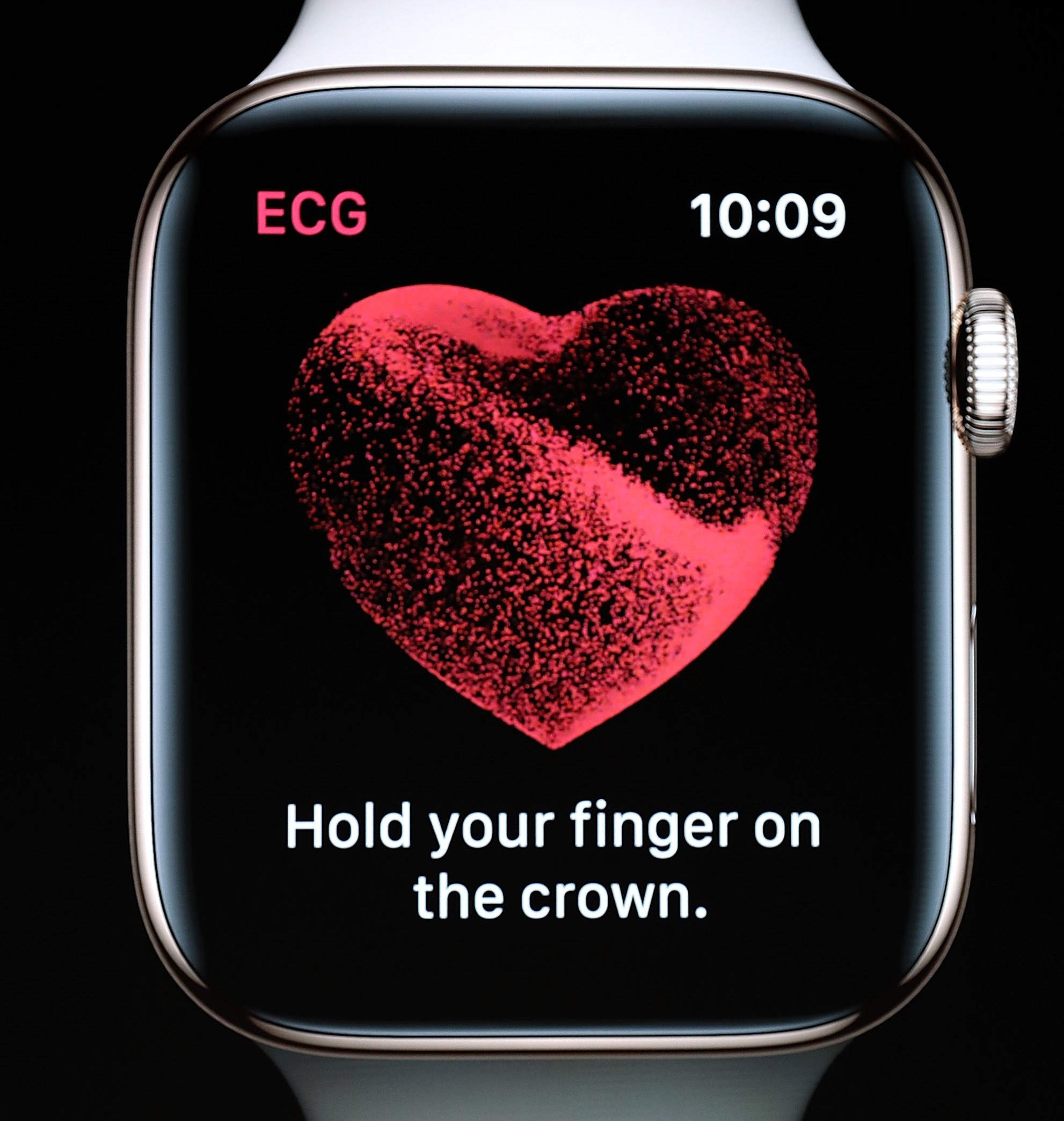 Close-up of ECG test on Apple Watch