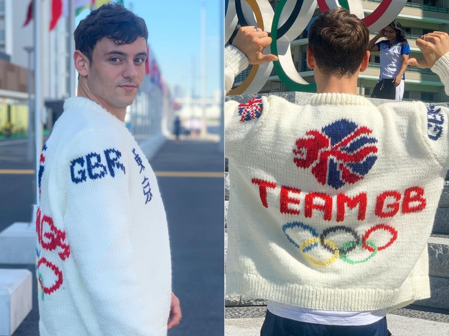 Tom Daley showed off the cardigan he knitted at the Olympics.