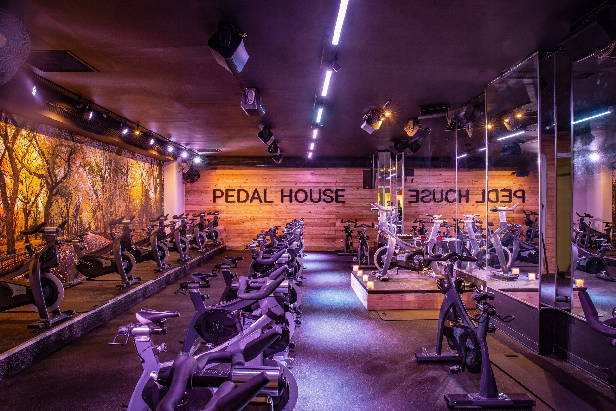 A cycling studio at Pedal House in New York City.