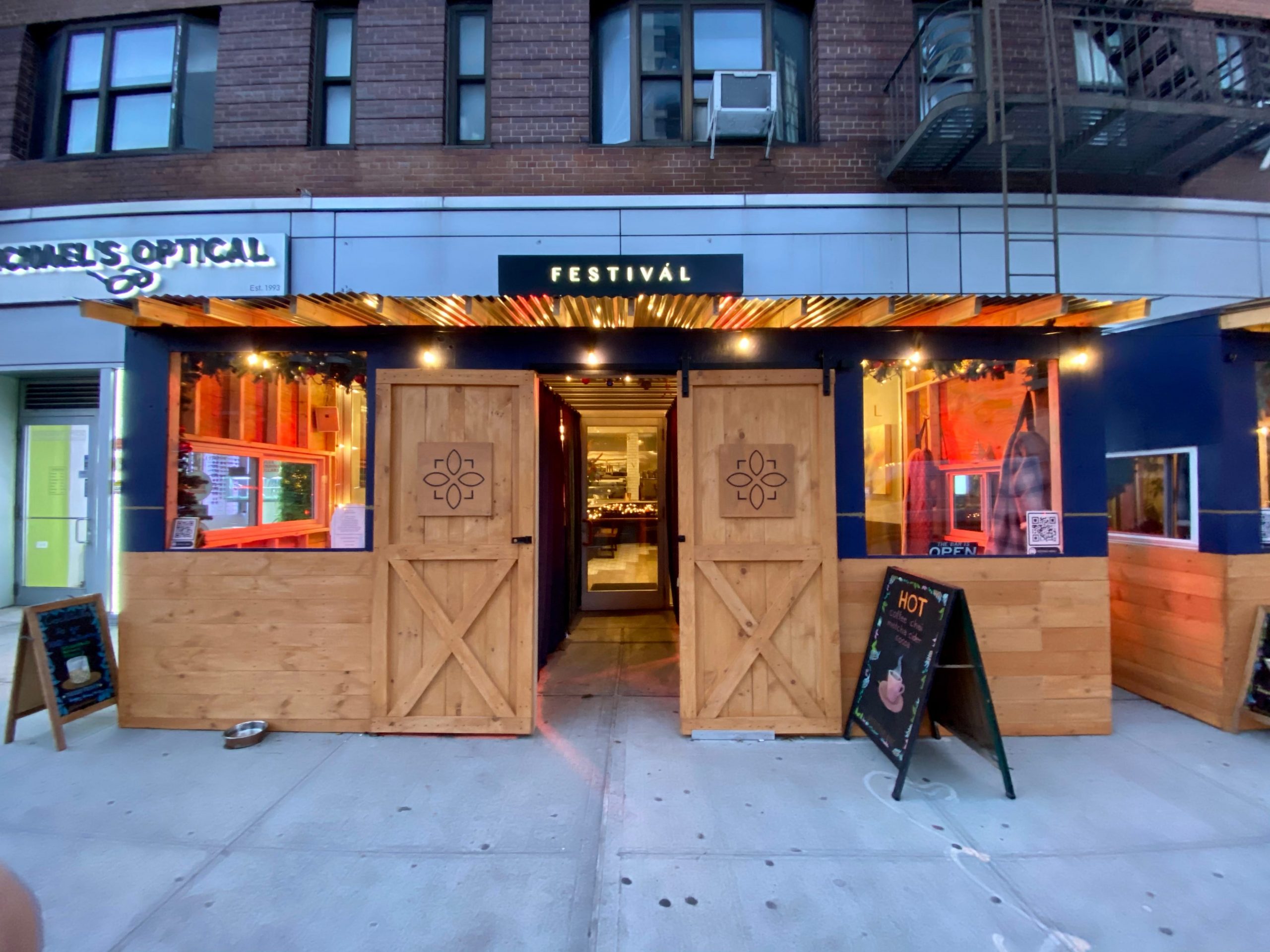 The entrance to Festivál Cafe in New York City.