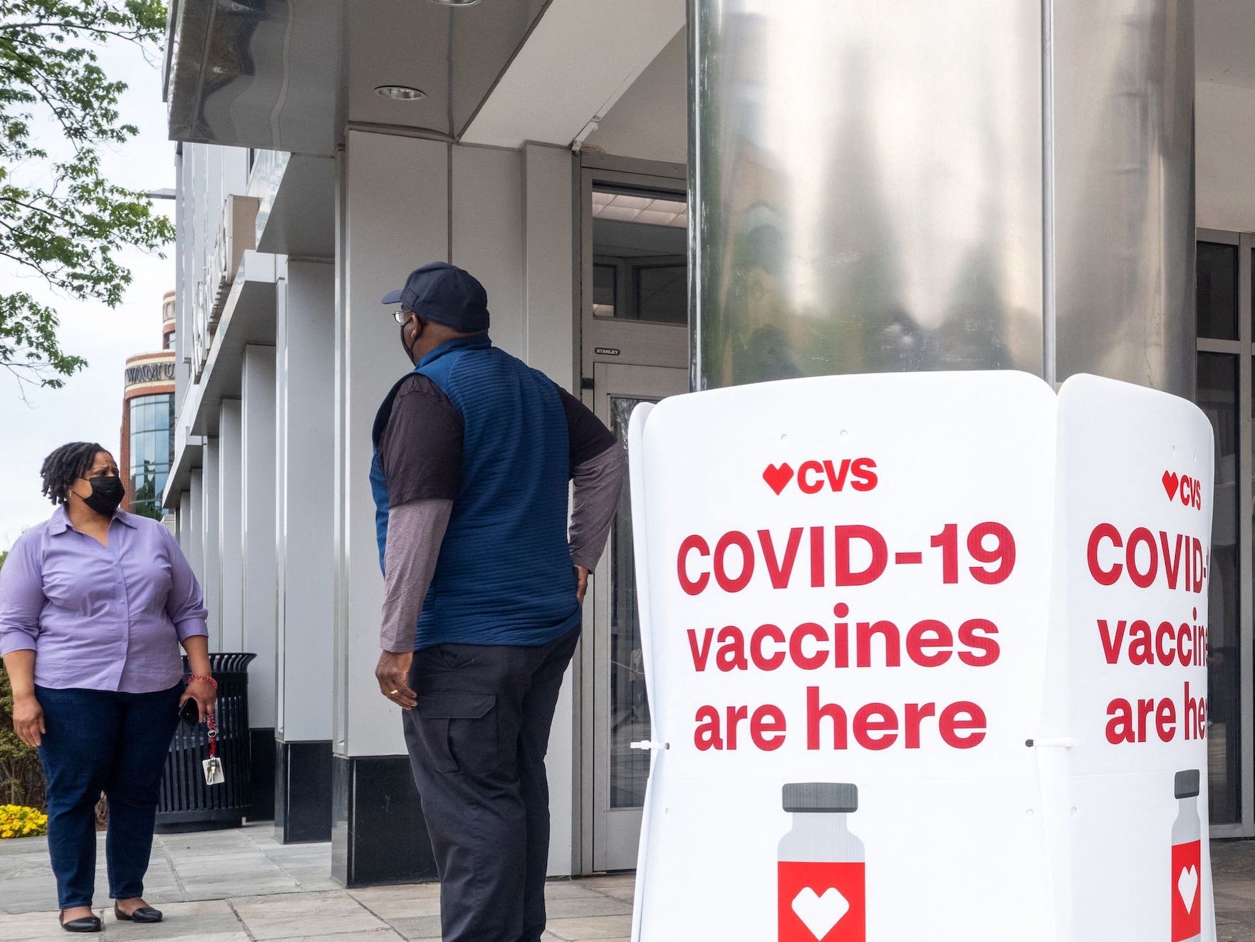 Sign for COVID-19 vaccine outside CVS