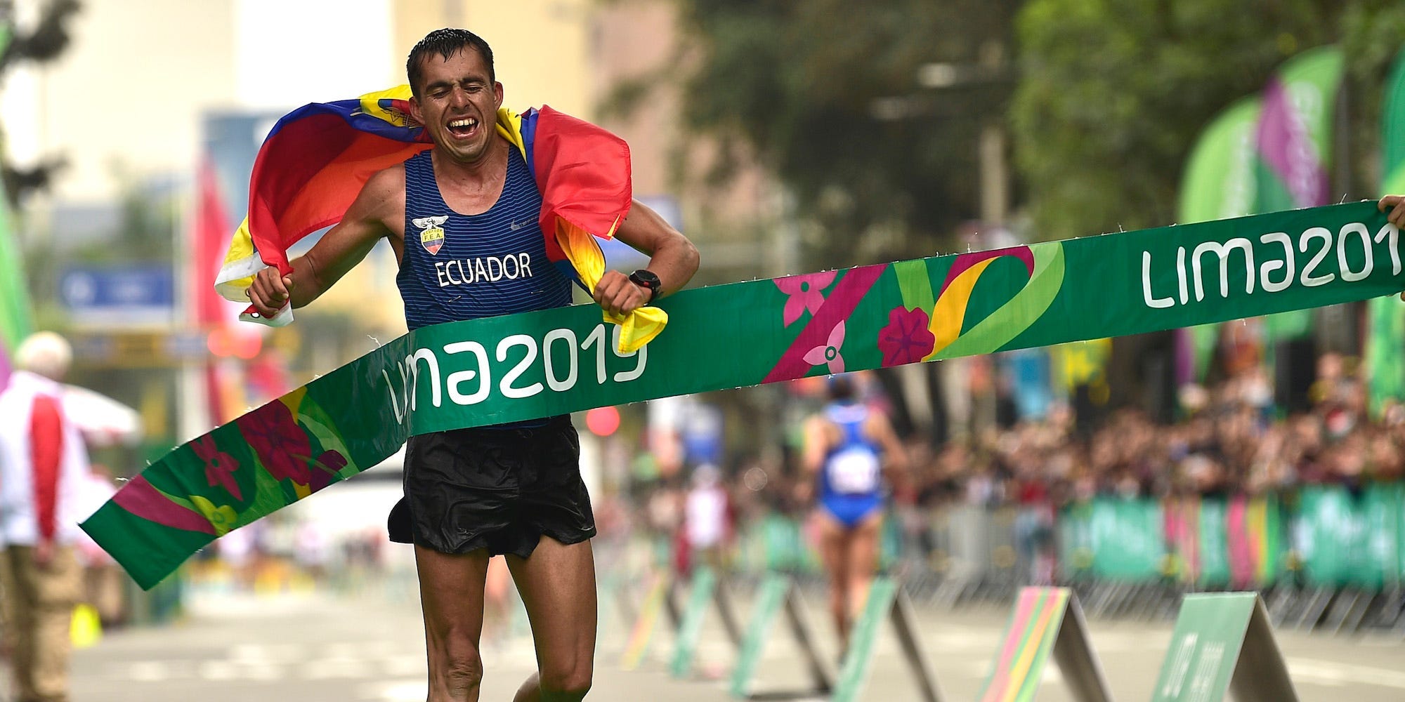 Claudio Villanueva Flores wins the 50km race walk at the Lima 2019 Pan American Games