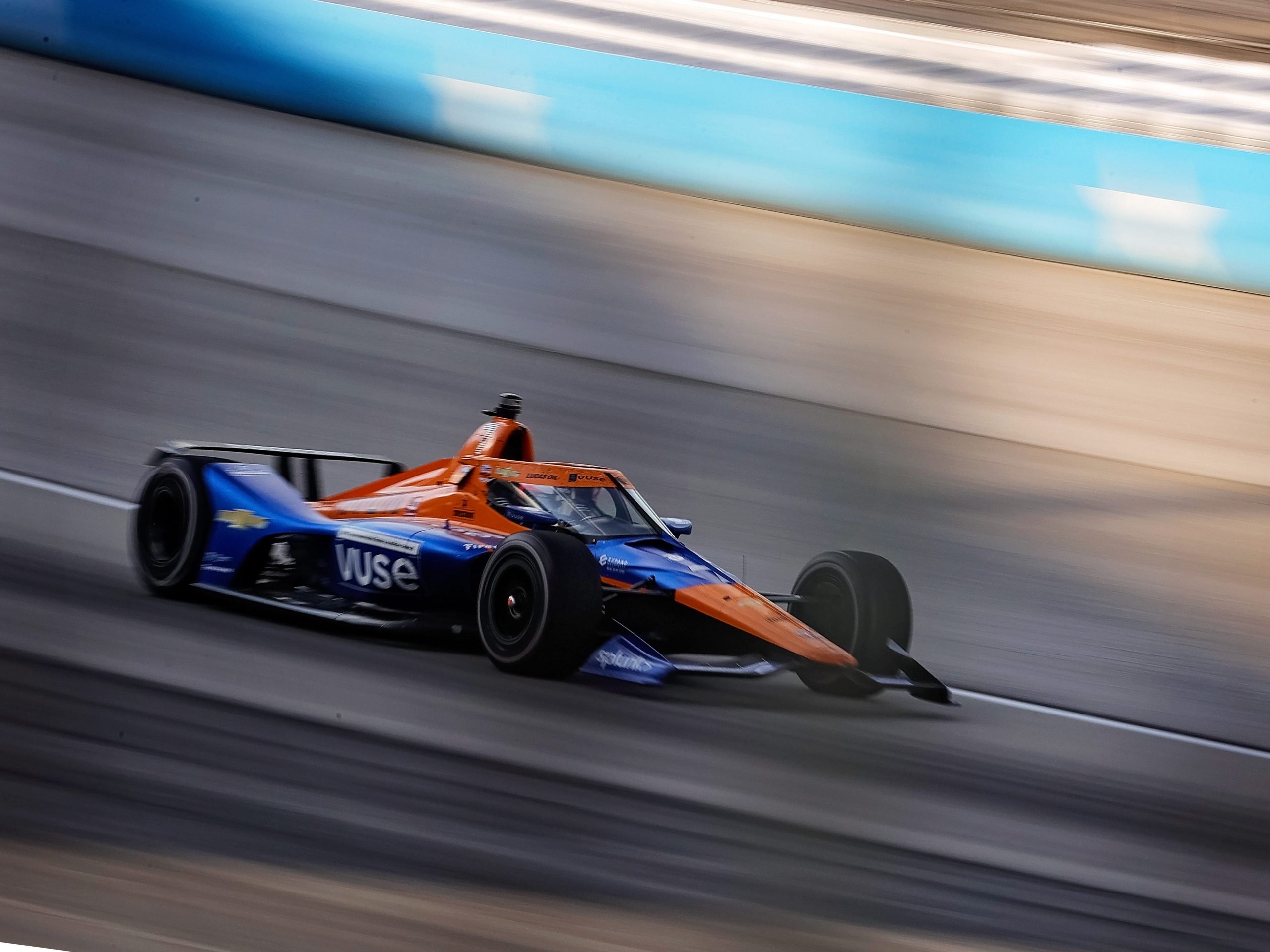 Felix Rosenqvist of Sweden, driver of the #7 Arrow McLaren SP Chevrolet, drives during the NTT IndyCar Series XPEL 375 at Texas Motor Speedway