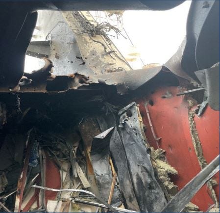 US military photo of drone strike damage to tanker Mercer Street