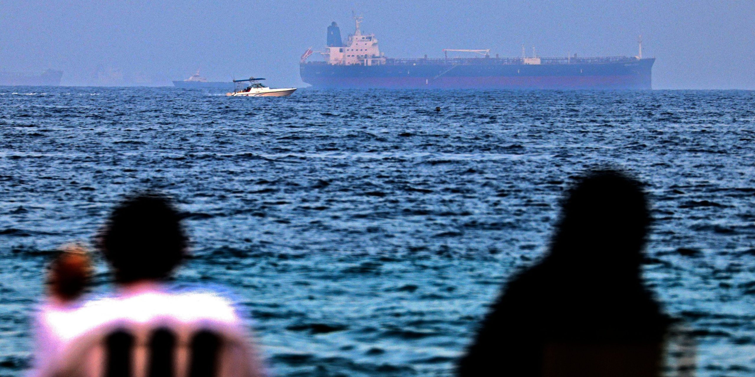 The Israeli-linked Japanese-owned tanker MT Mercer Street is seen off the port of the Gulf Emirate of Fujairah in the United Arab Emirates on August 3, 2021