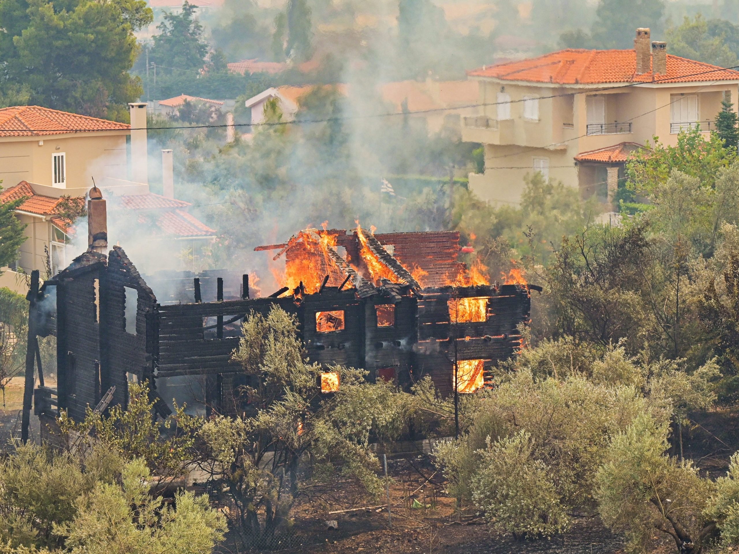 Greece wildfires destroyed house