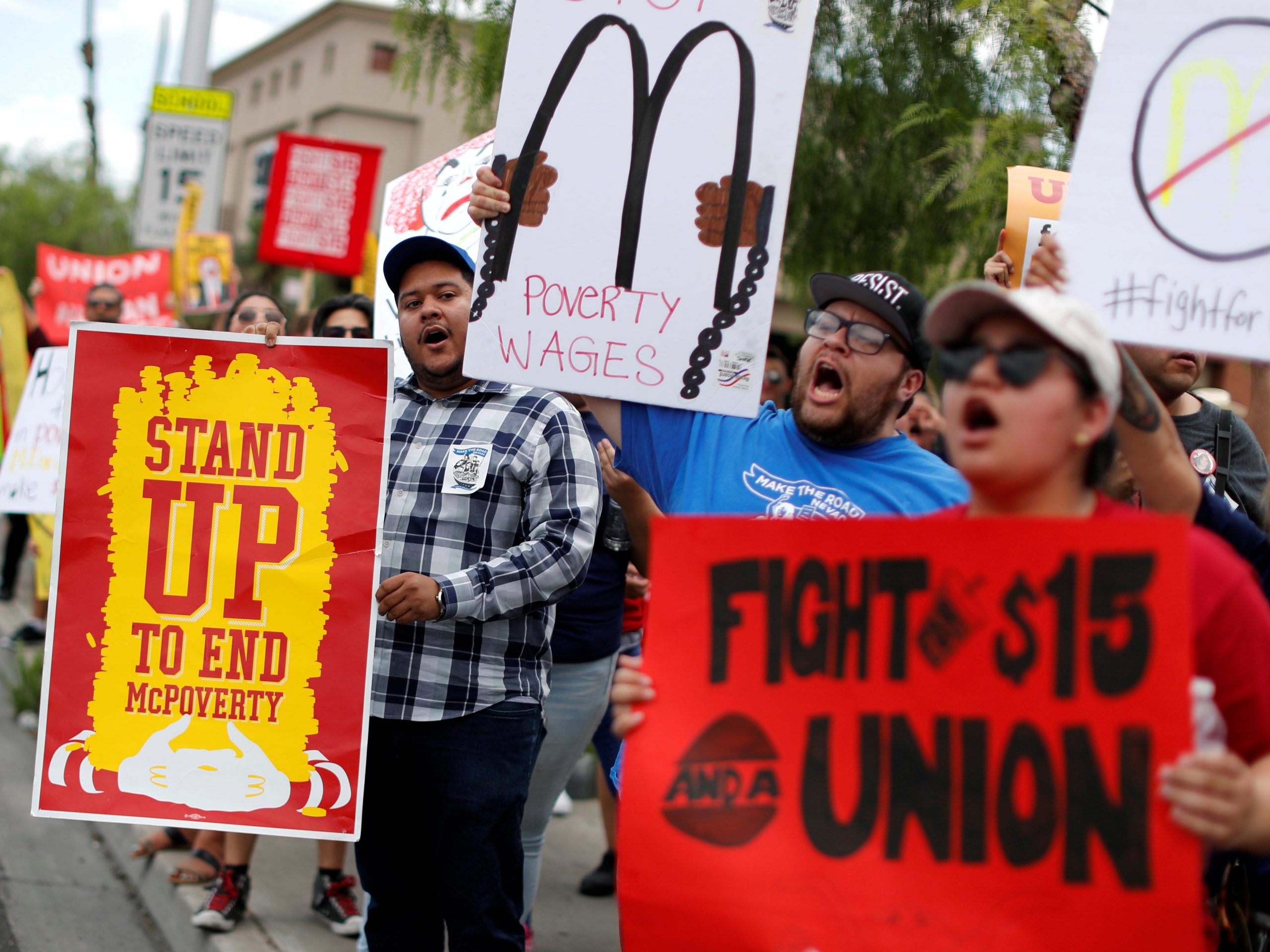 McDonald's workers striking Fight for $15